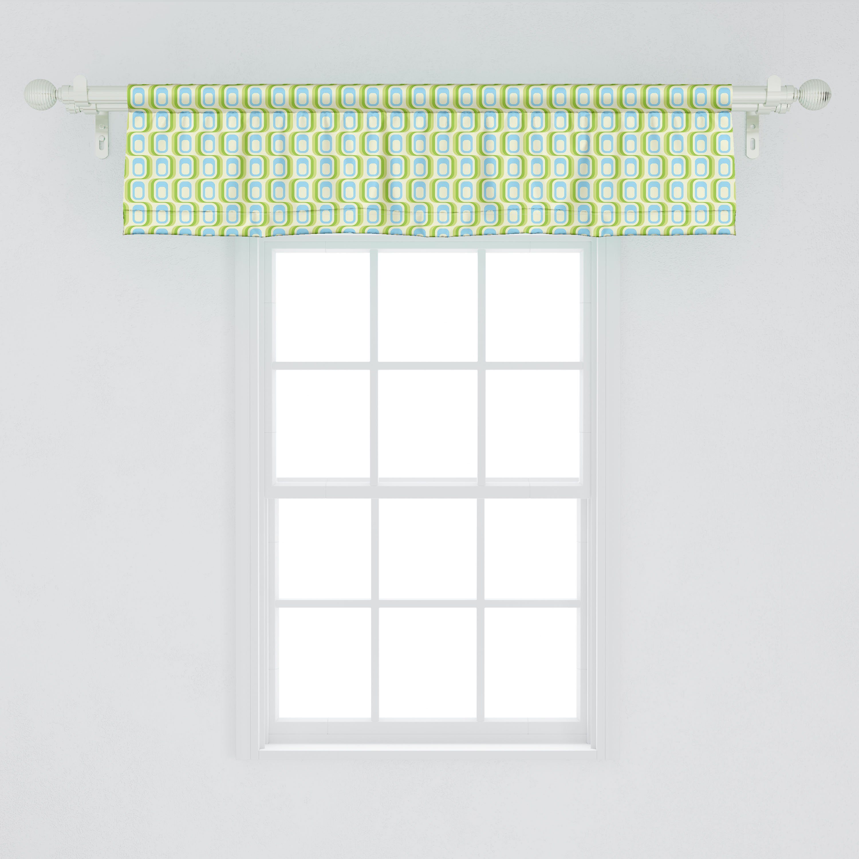 Stangentasche, mit Motiv Vorhang Jahrgang Microfaser, für Dekor Abakuhaus, Retro Abstraktes Kunst Scheibengardine Schlafzimmer Volant Küche
