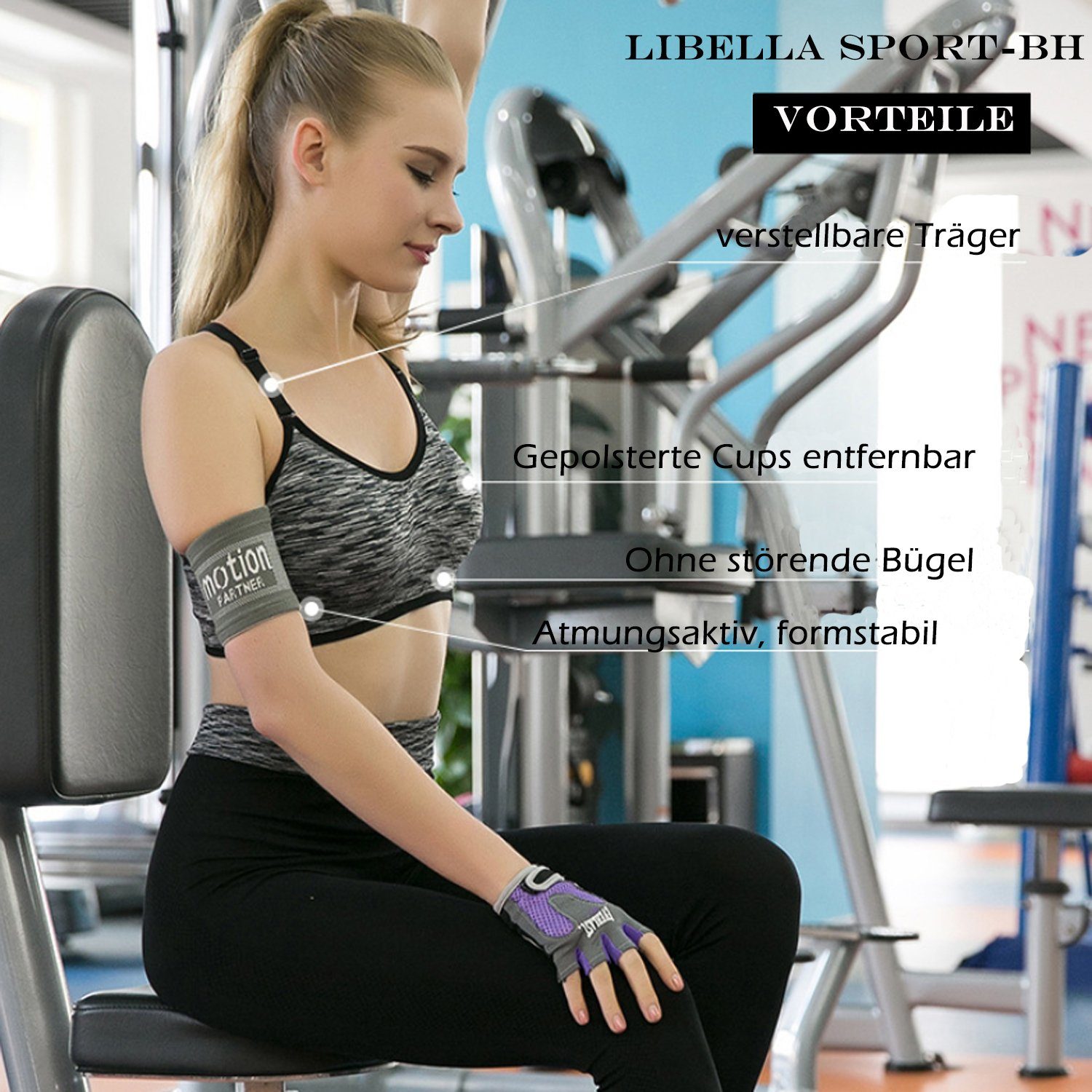 Libella Set: Sport-BH 3714 (2/3/4er-Pack) Gepolsterter Push-up Sport BH mit verstellbare Träger