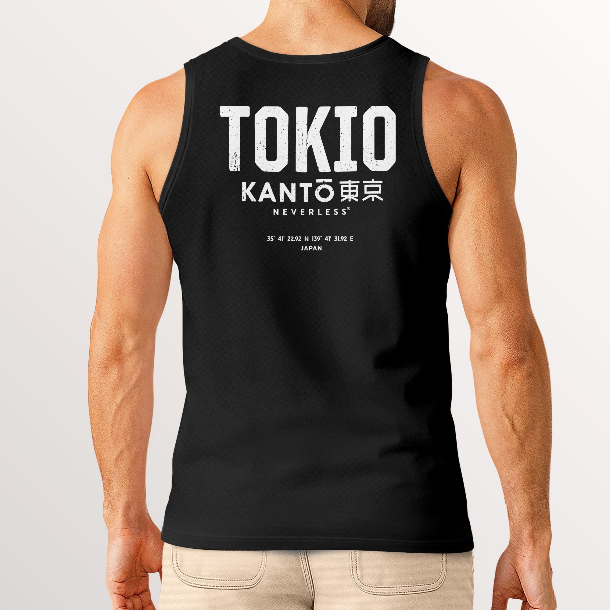 Neverless Tanktop Herren Tanktop Backprint Tokio – Muskelshirt mit Japan Design – mit Print
