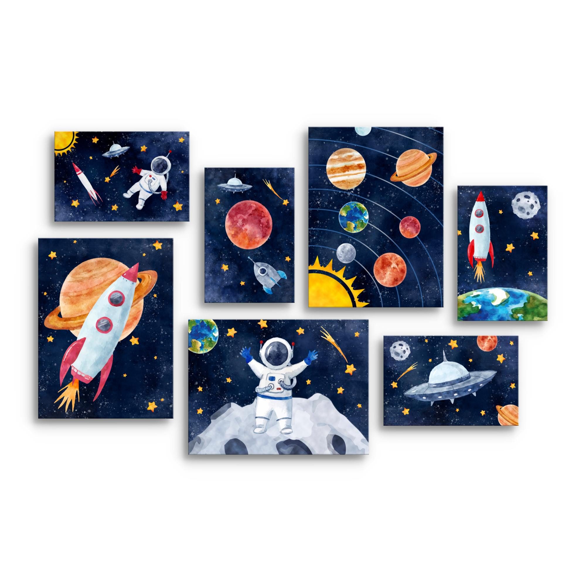 Novart Wandbild Rakete Blau Bunt Kinderzimmer günstig online kaufen