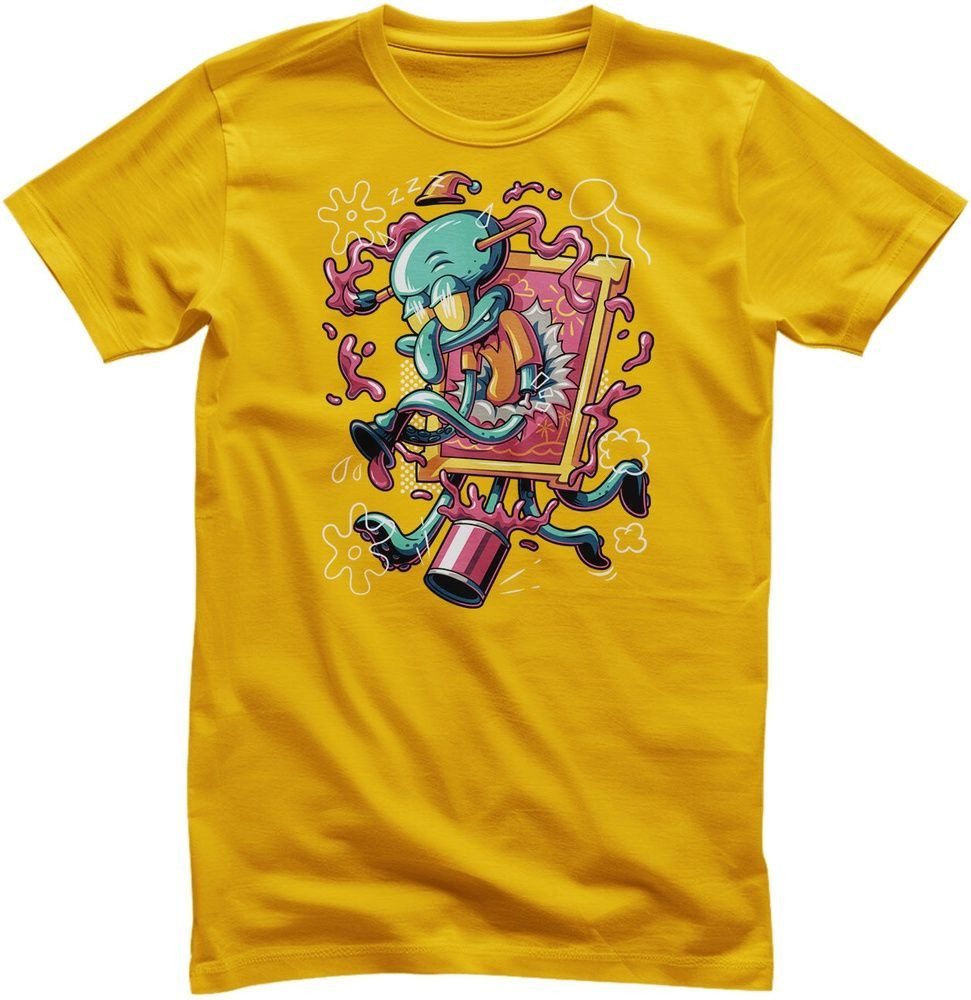 Spongebob Schwammkopf T-Shirt Squidward Art Crash T-Shirt