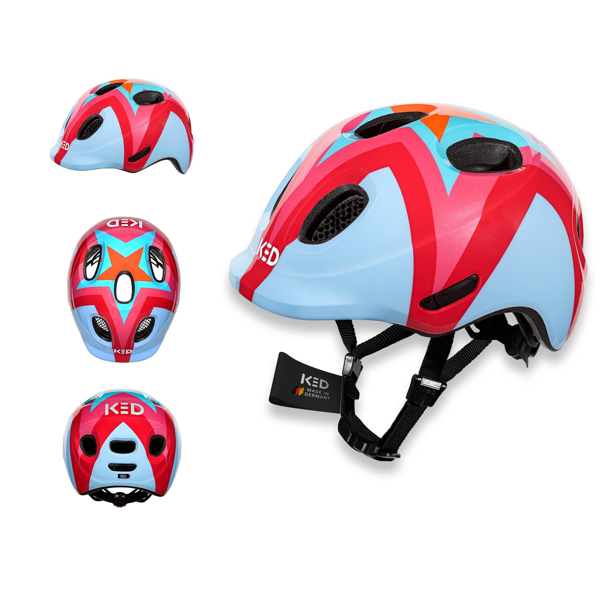 KED Kinderhelm Meggy Spark Kinderfahrradhelm, Inmold, 360° Verstellsystem, Reflektoren, Insektenschutznetz