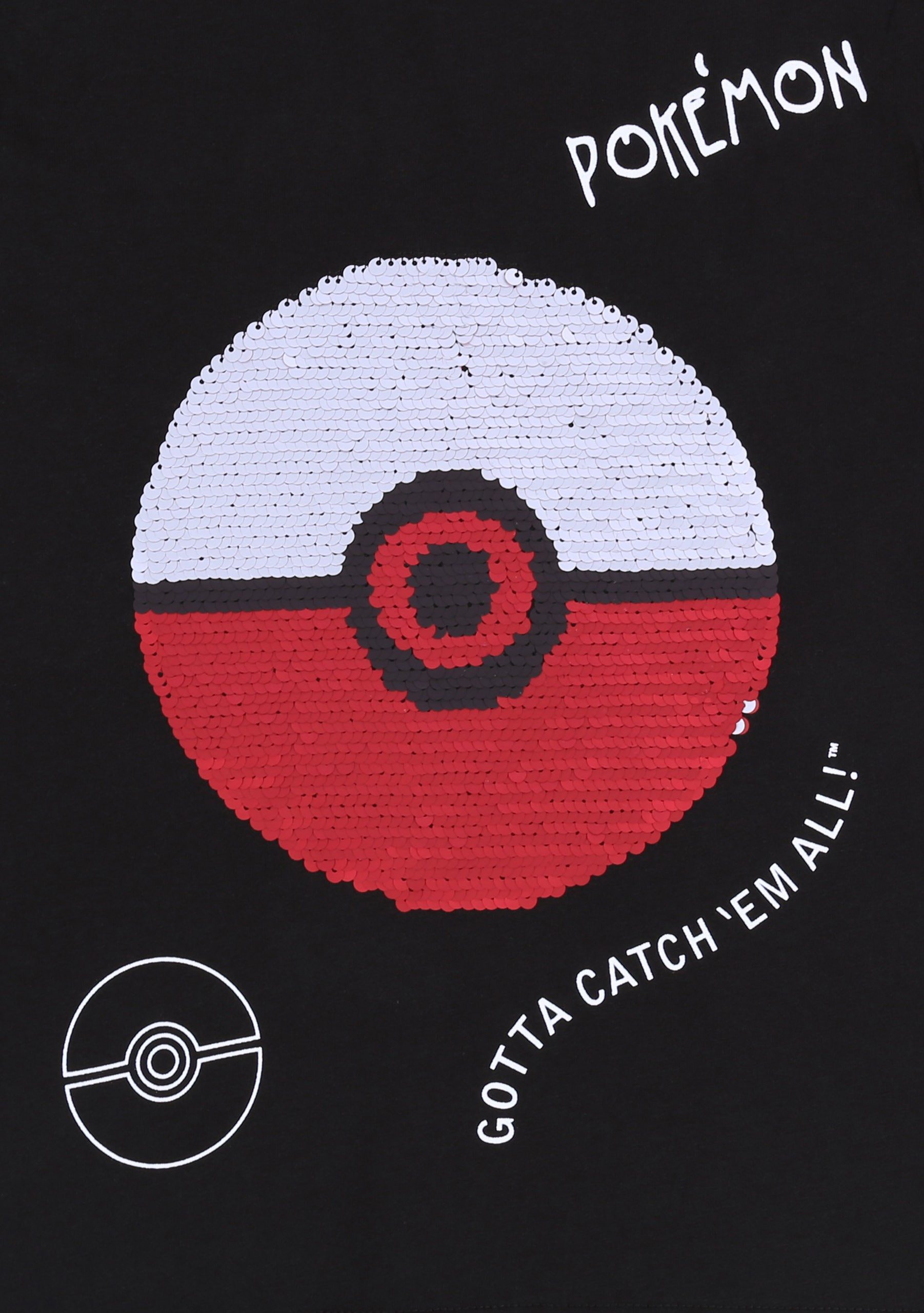 POKÉMON Kurzarmbluse Schwarzes T-Shirt, Pokeball POKEMON 3-4 Jahre