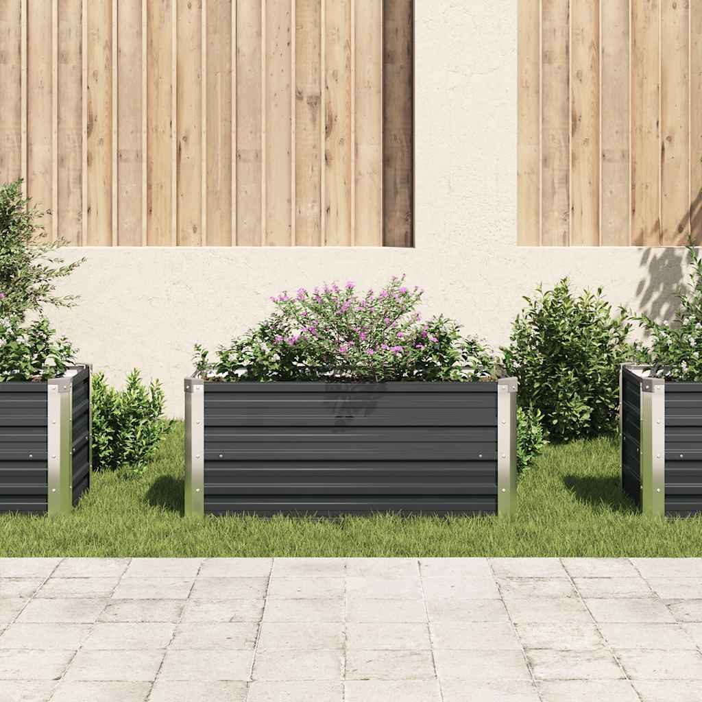 furnicato Hochbeet Anthrazitstahl 100 x 40 x 45 cm Kompakt und Robust, Rostgeschütztes Gemüsebeet mit offener Unterseite für den Balkon – Bild 3 von 5