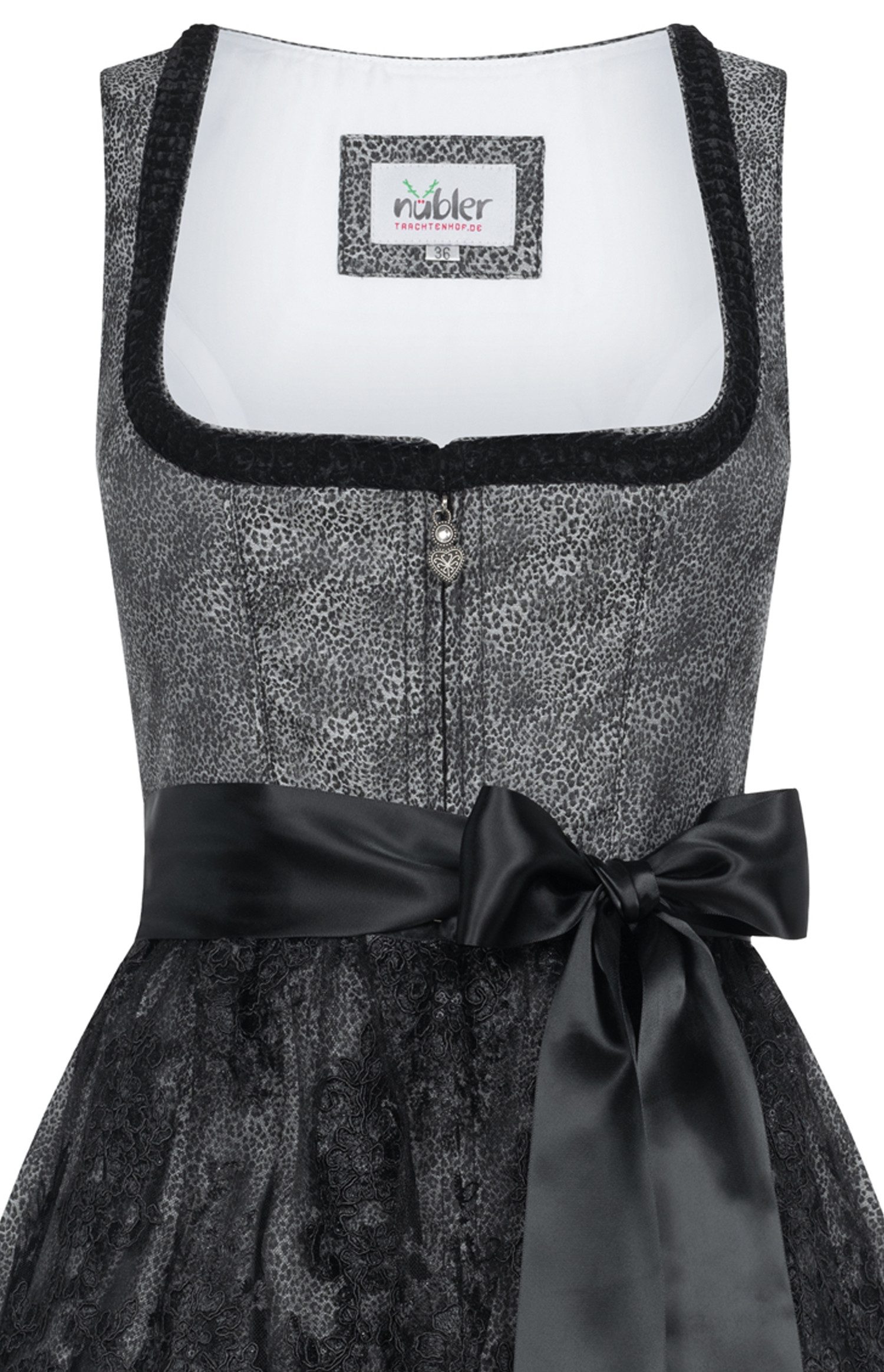 Nübler Trachtenkleid Midi Dirndl Leo in Silber von Nübler