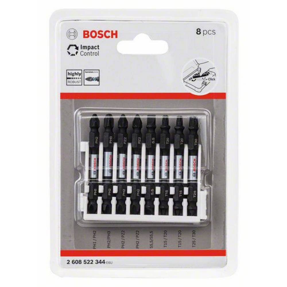 BOSCH Bit-Set Doppelklingen Schrauberbit-Set Impact Control, 8-teilig 2608522344