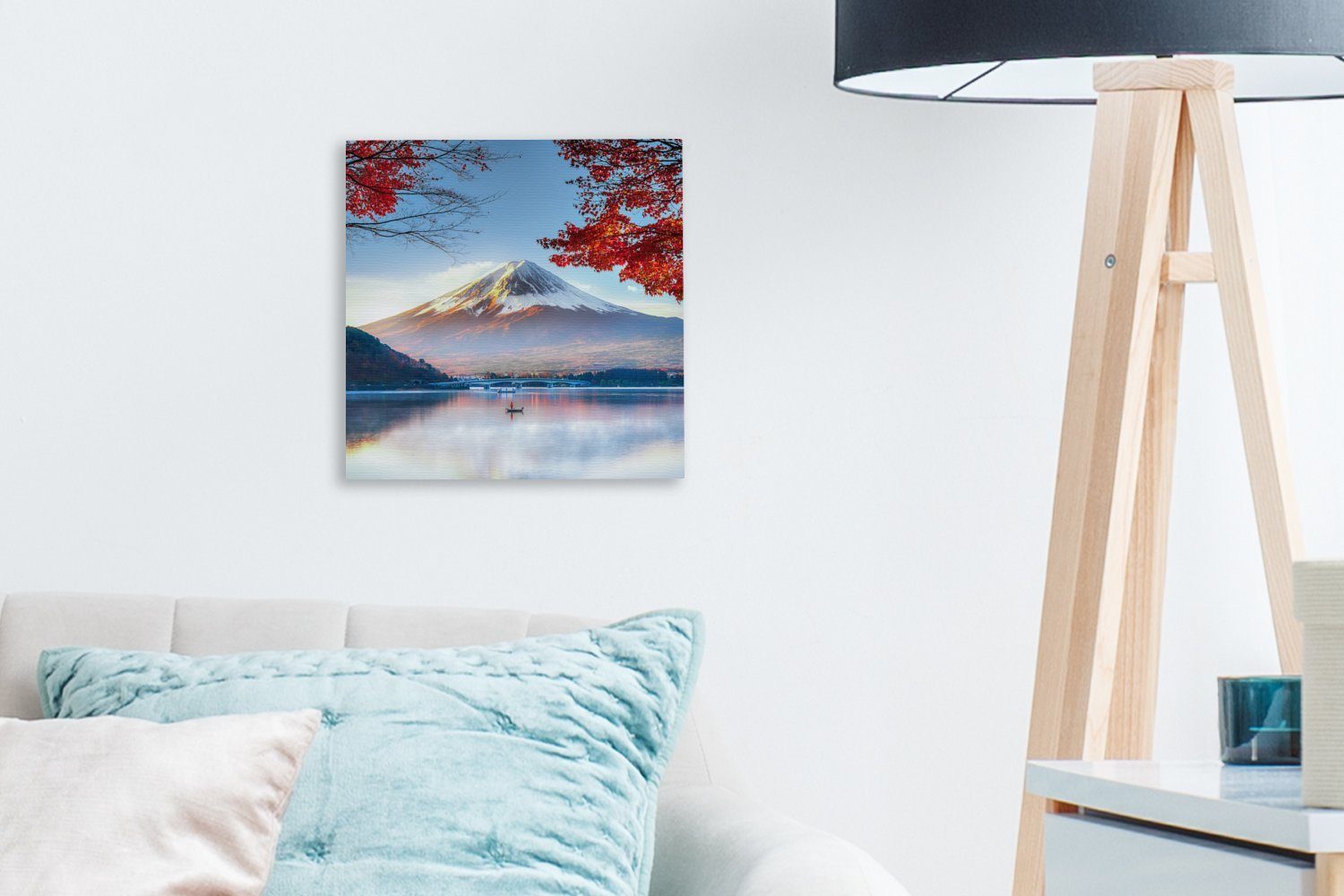 Fuji (1 für St), Leinwand Berg Bilder in Herbst, im Der Asien OneMillionCanvasses® Leinwandbild Schlafzimmer Wohnzimmer japanische