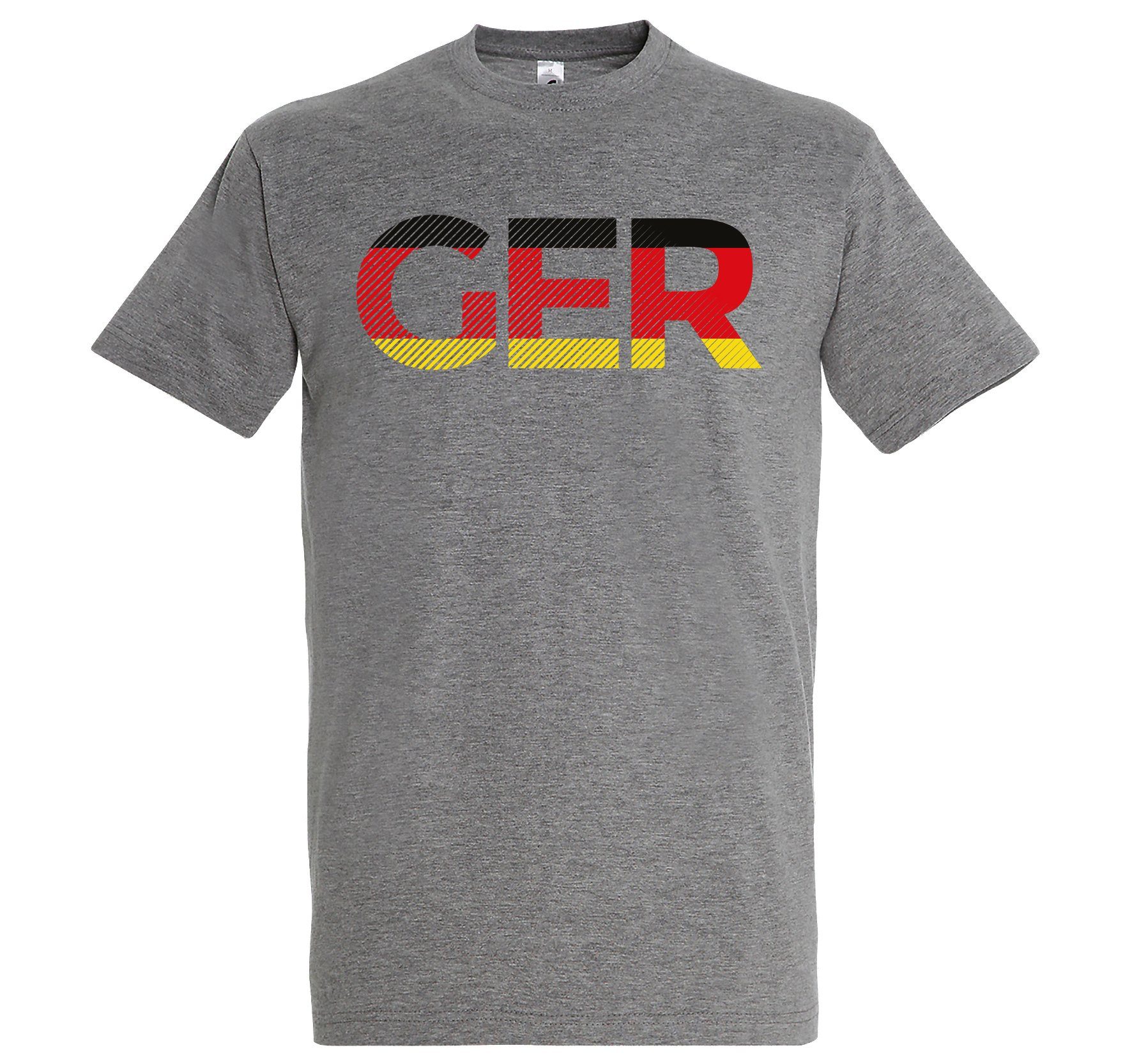 Youth Designz T-Shirt Germany Herren T-Shirt im Fußball Look mit GER Frontprint Grau