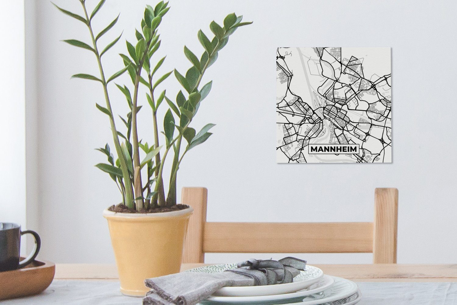 - Bilder Leinwandbild Mannheim (1 - für Wegbeschreibung, Karte OneMillionCanvasses® Wohnzimmer Leinwand Schlafzimmer Stadtplan St), -
