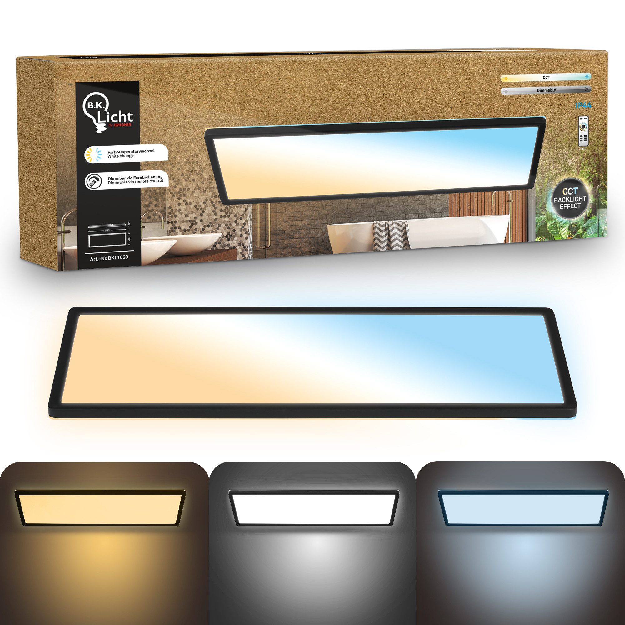 LED Panel Deckenleuchte Wohnzimmer Flach Fernbedienung CCT Dimmbar IP44