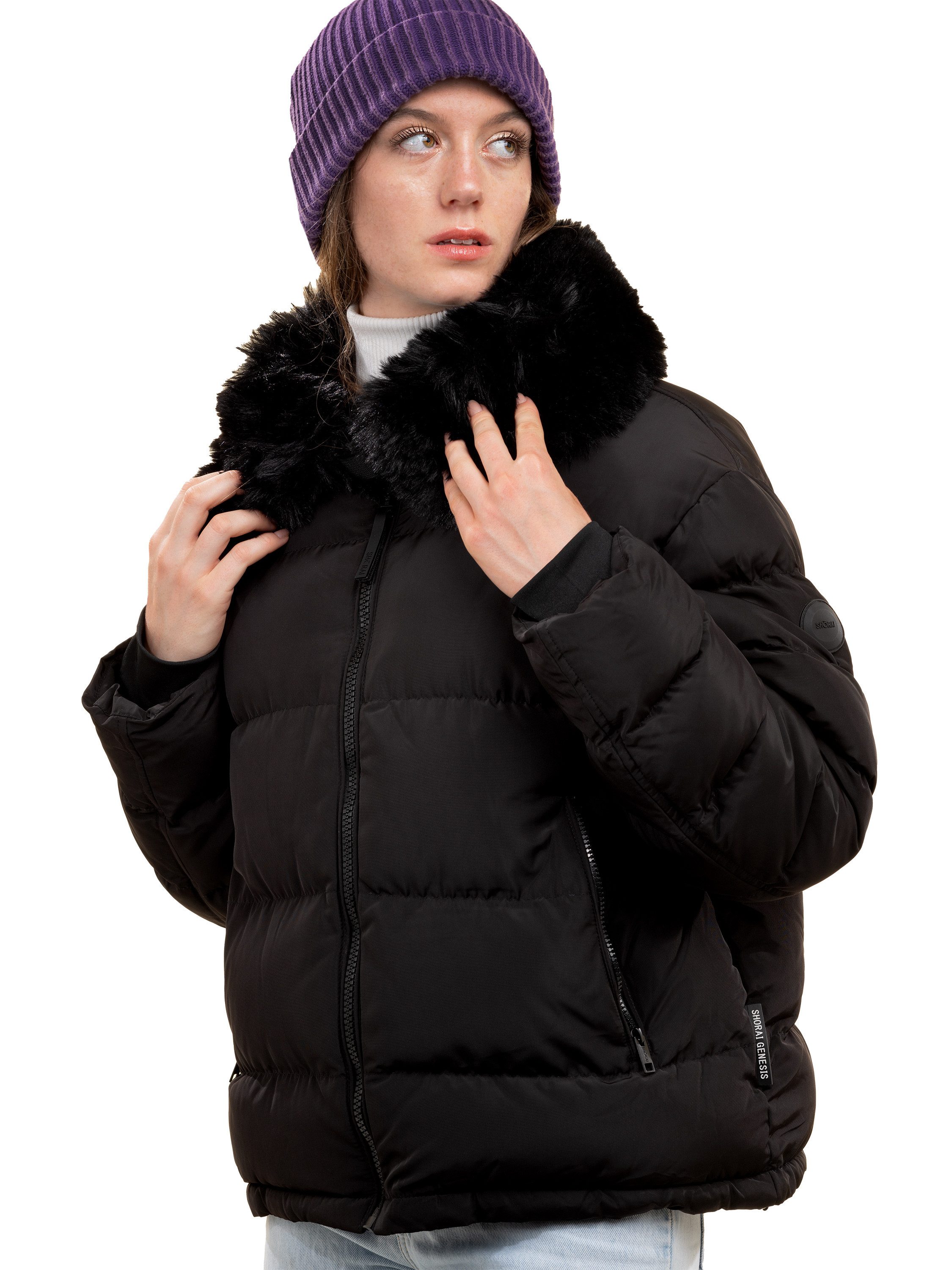 Shorai Steppjacke modische Kurzjacke mit Kunstfellkragen SH2404.537 schwarz günstig online kaufen