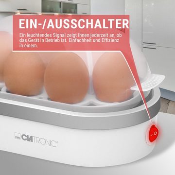 CLATRONIC Eierkocher EK 3497, Eierkocher mit Summer für bis zu 6 Eiern, 400W