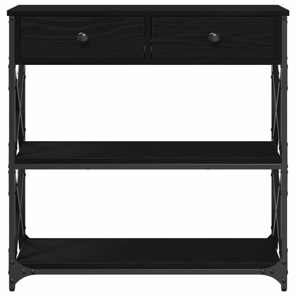 vidaXL Beistelltisch Konsole Tisch mit Regal Schwarz Eichen-Optik 75 x 28 x 75 cm (1-St)
