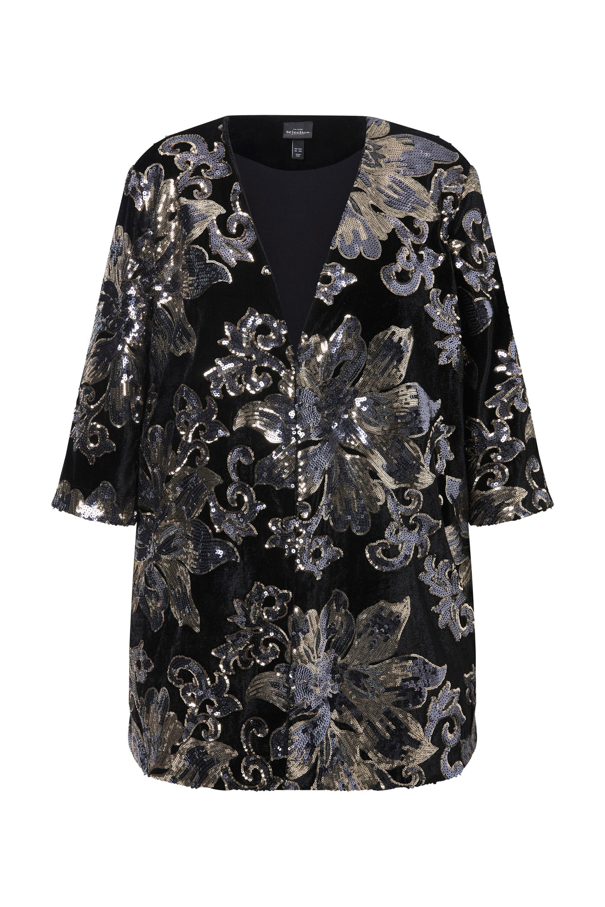 Ulla Popken Sommerjacke Samtjacke A-Linie Pailletten günstig online kaufen