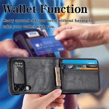 SmartUP Smartphone-Hülle Für Samsung Galaxy Z Flip 4 Flip Hülle Case Klapphülle Schutzhülle, integrierte Kartenfächer