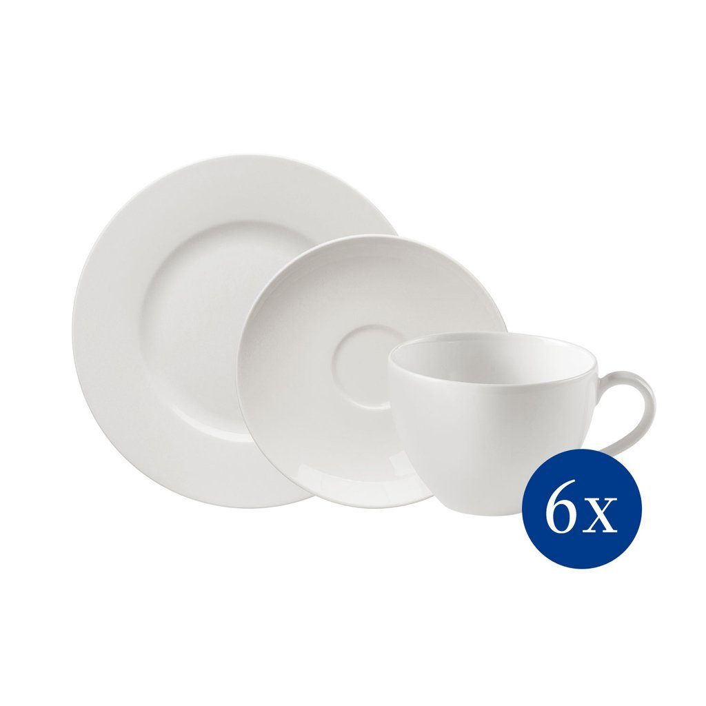 vivo Villeroy & Boch Group Kaffeeservice Basic White Kaffee-Set 18-teilig (18-tlg), 6 Personen, Porzellan, Premium Porcelain, mikrow.- & spülm.sicher, Made in Germany