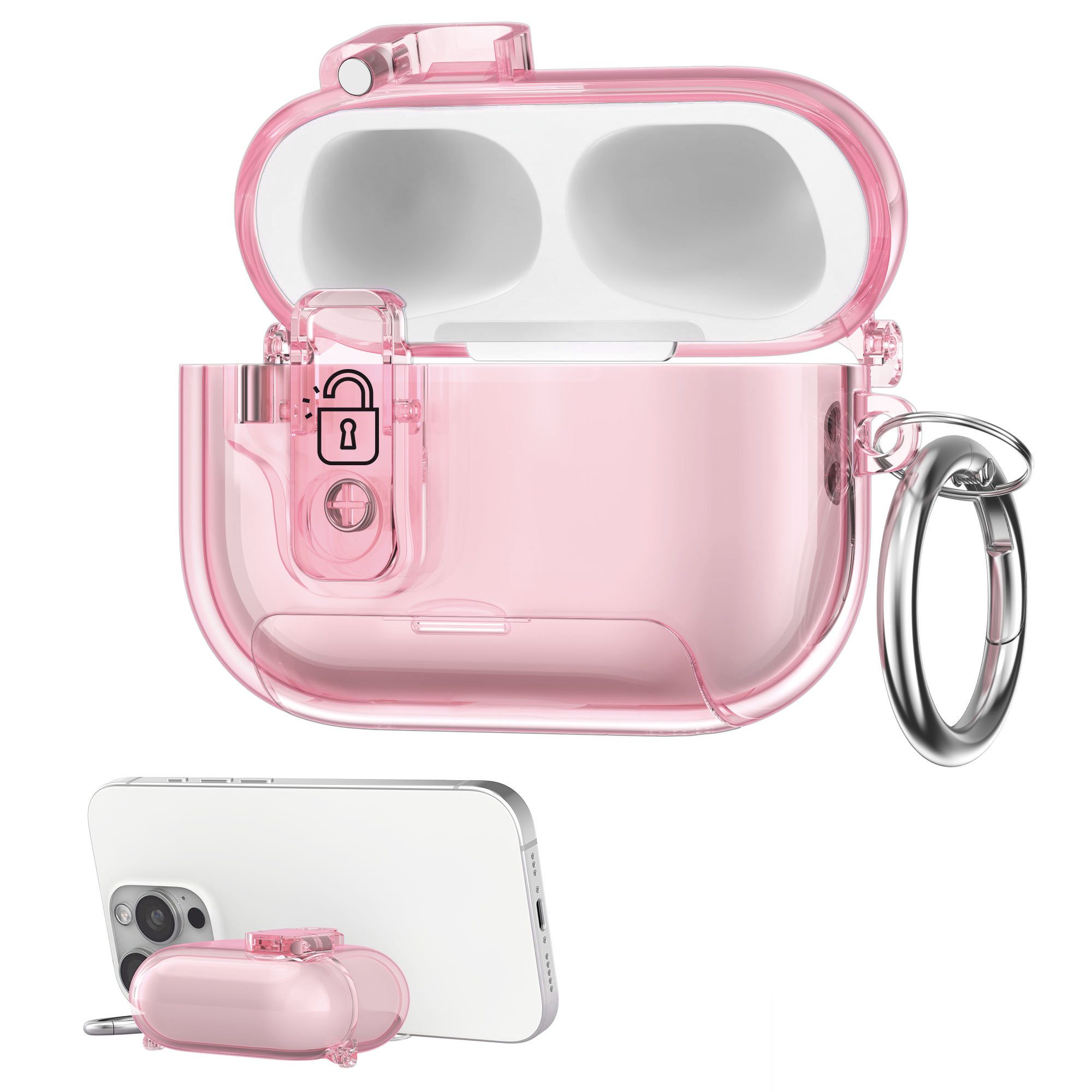 kwmobile Kopfhörer-Schutzhülle Kopfhörer Case fürApple Airpods Pro 3 Hülle, Headphones TPU Cover mit Standfunktion und Sicherheitsverschluss