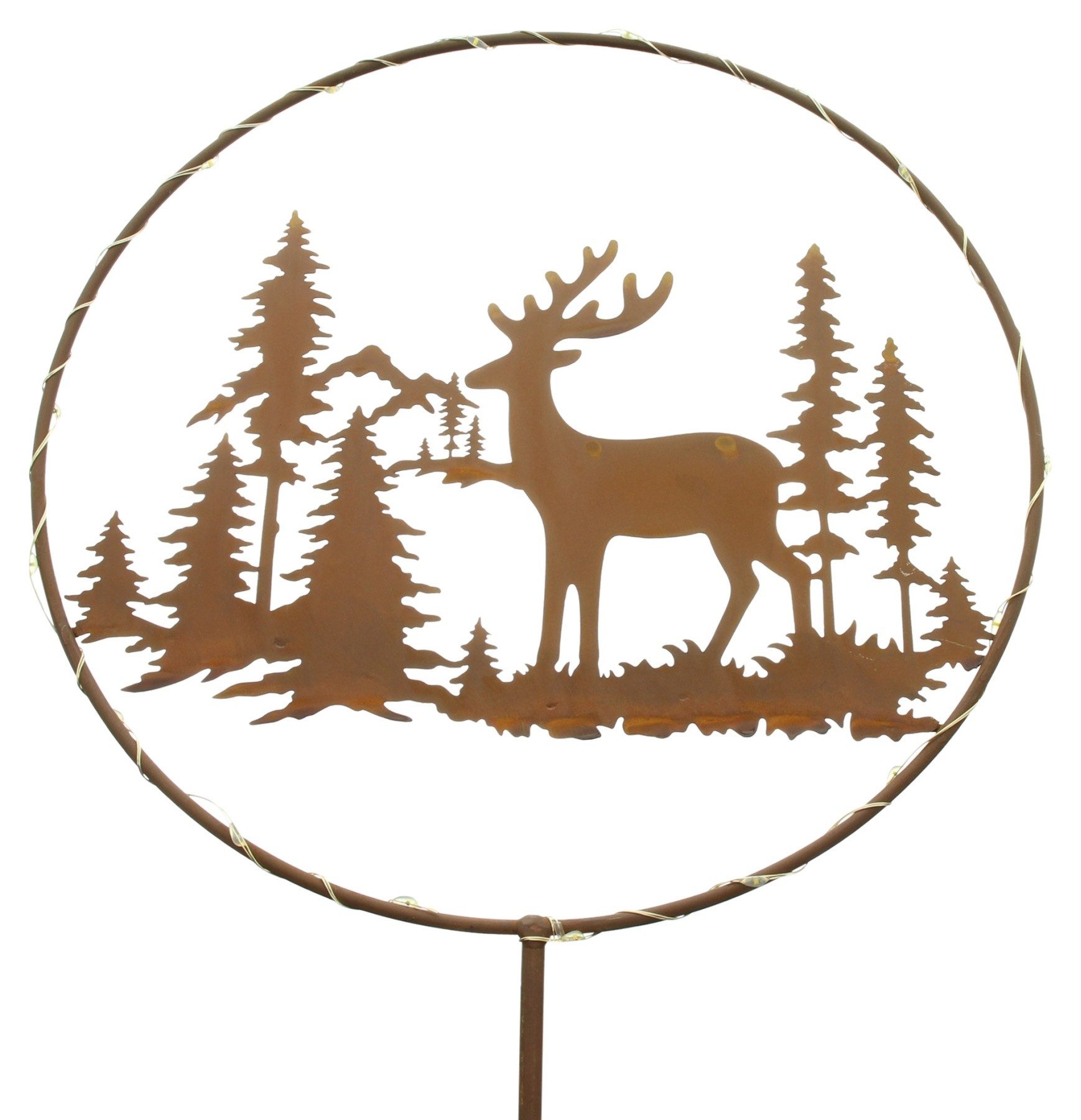 Dekoleidenschaft Gartenstecker "Rentier im Wald" aus Metall mit Echtrost Ø günstig online kaufen