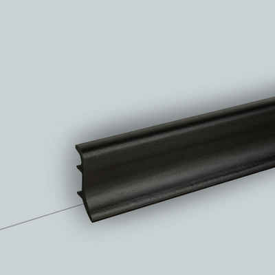 LEISTENHAMMER DER SOCKELLEISTEN SHOP Sockelleiste Sockelleiste schwarz 19x48 Fußleiste Kabelkanal Kunststoff PVC Clip, L: 250 cm, H: 4.8 cm, 1-St.