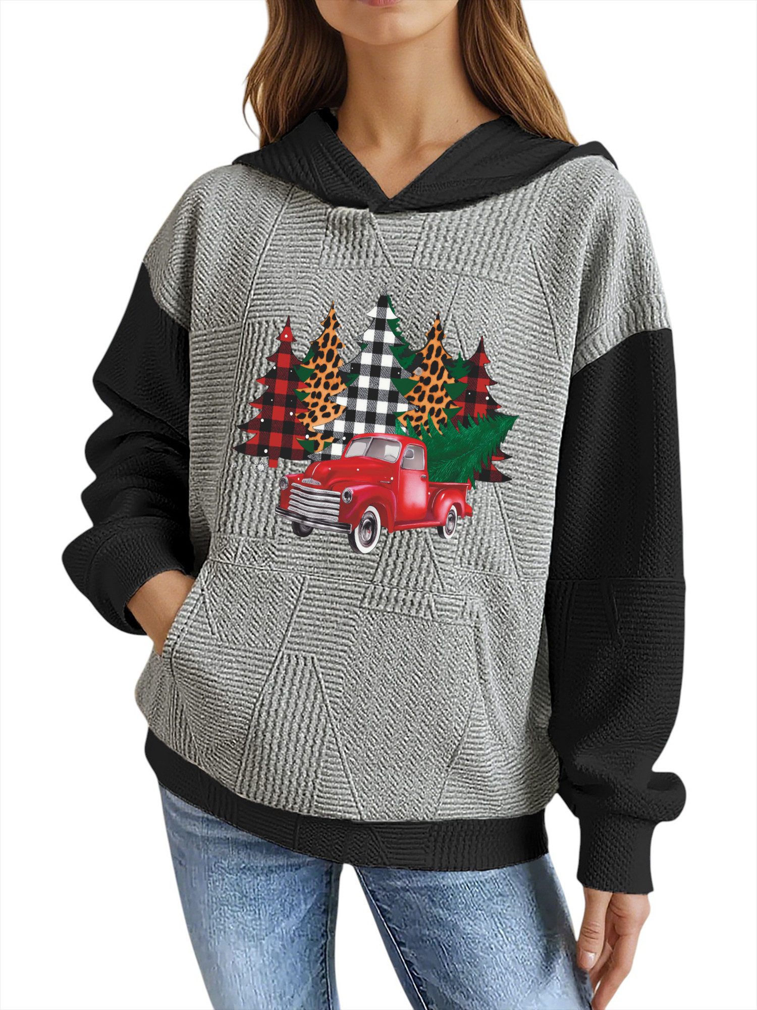 PYLIKE Hoodie Damen Kapuzenpullover mit Weihnachten-Print günstig online kaufen