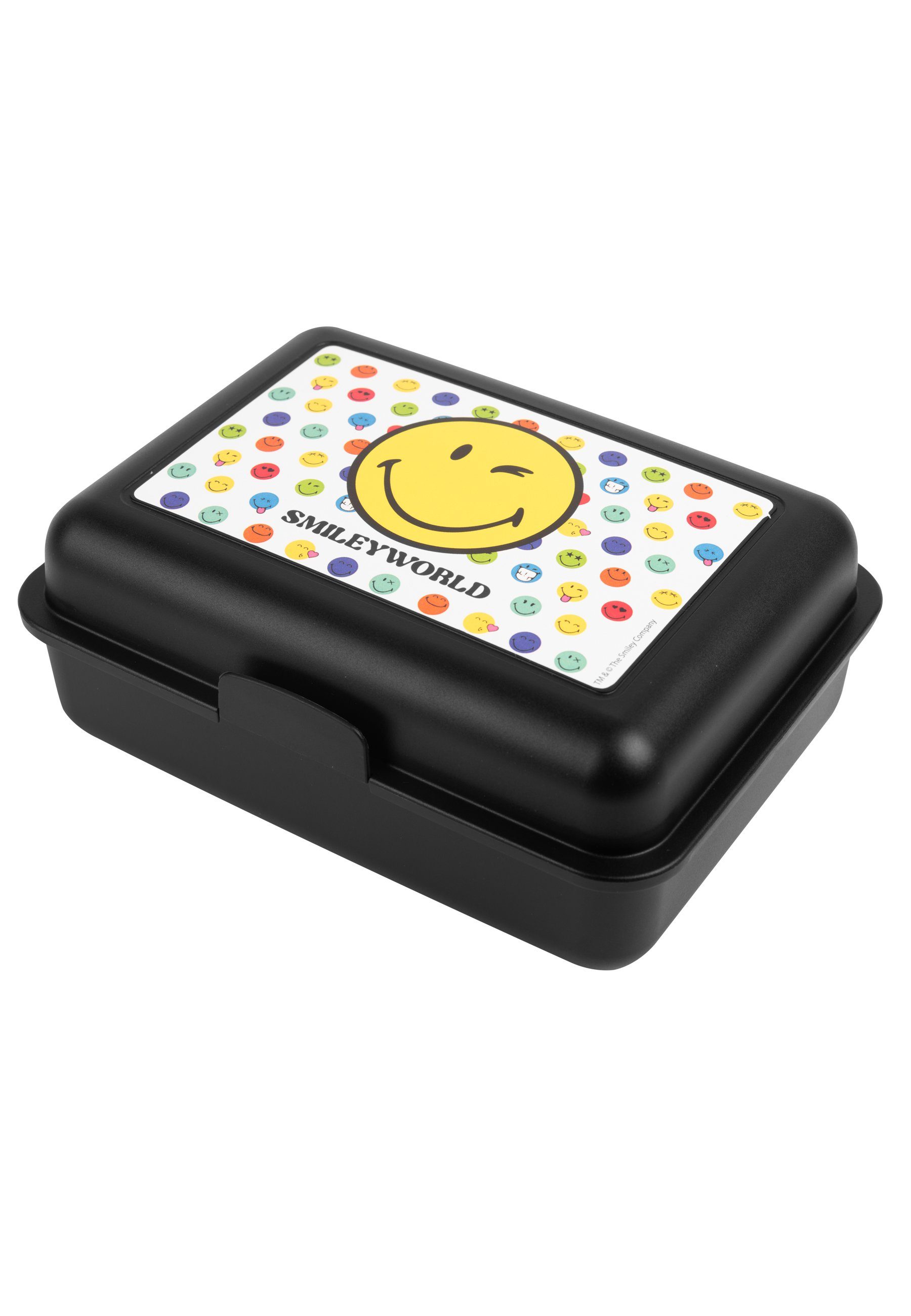 Lunchbox Schwarz, Smiley Brotdose (PP) United Smileyworld Kunststoff - - Labels® mit Trennwand