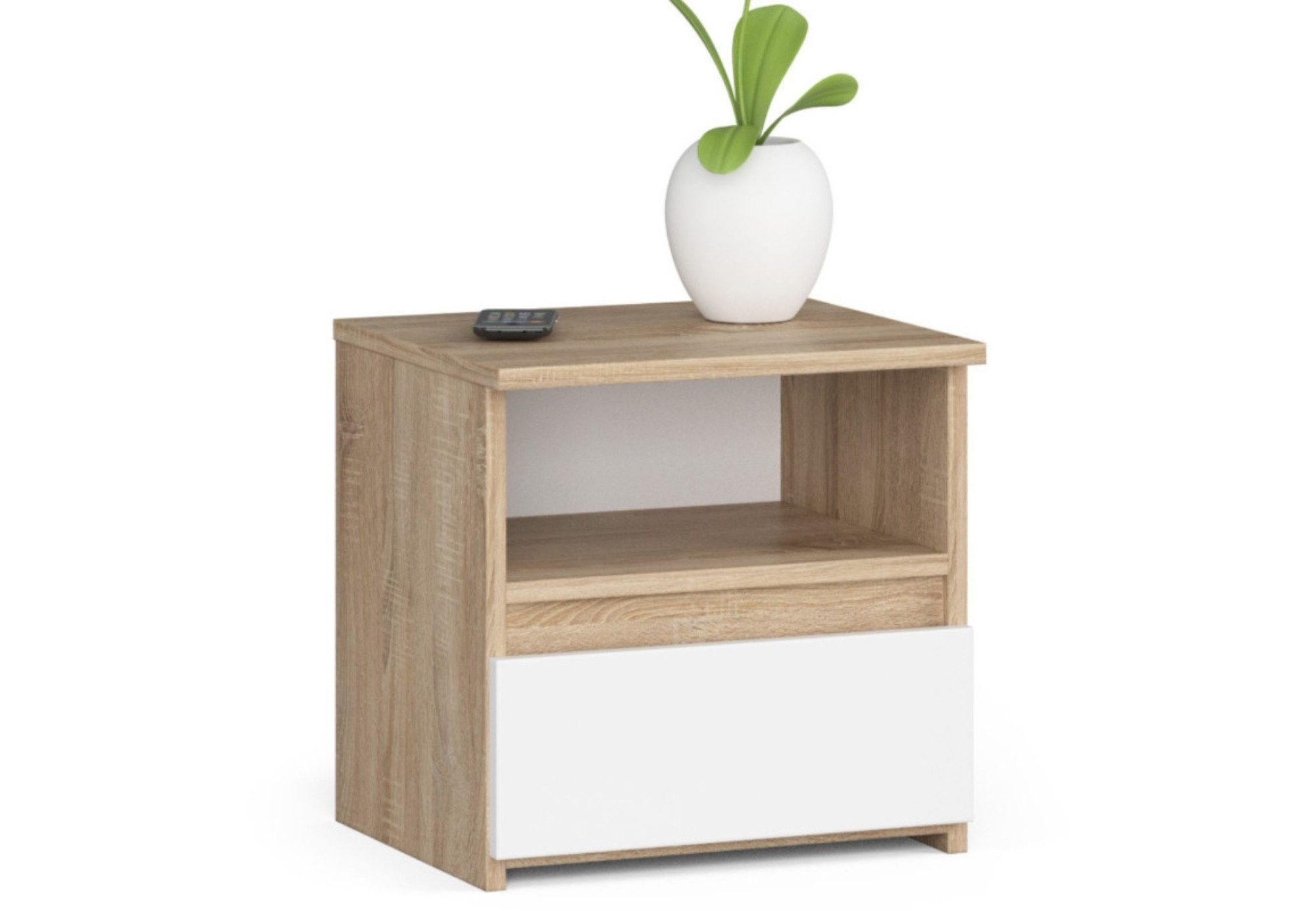 Home Collective Kommode 40 cm breit Holz Highboard Sideboard für Flur Schlafzimmer Wohnzimmer (Mehrzweckschrank Schrank schmal Kommode Schlafzimmer mit Schubladen), Kinderzimmer Organizer, 40 cm hoch mit 1 Schublade sonoma-weiß