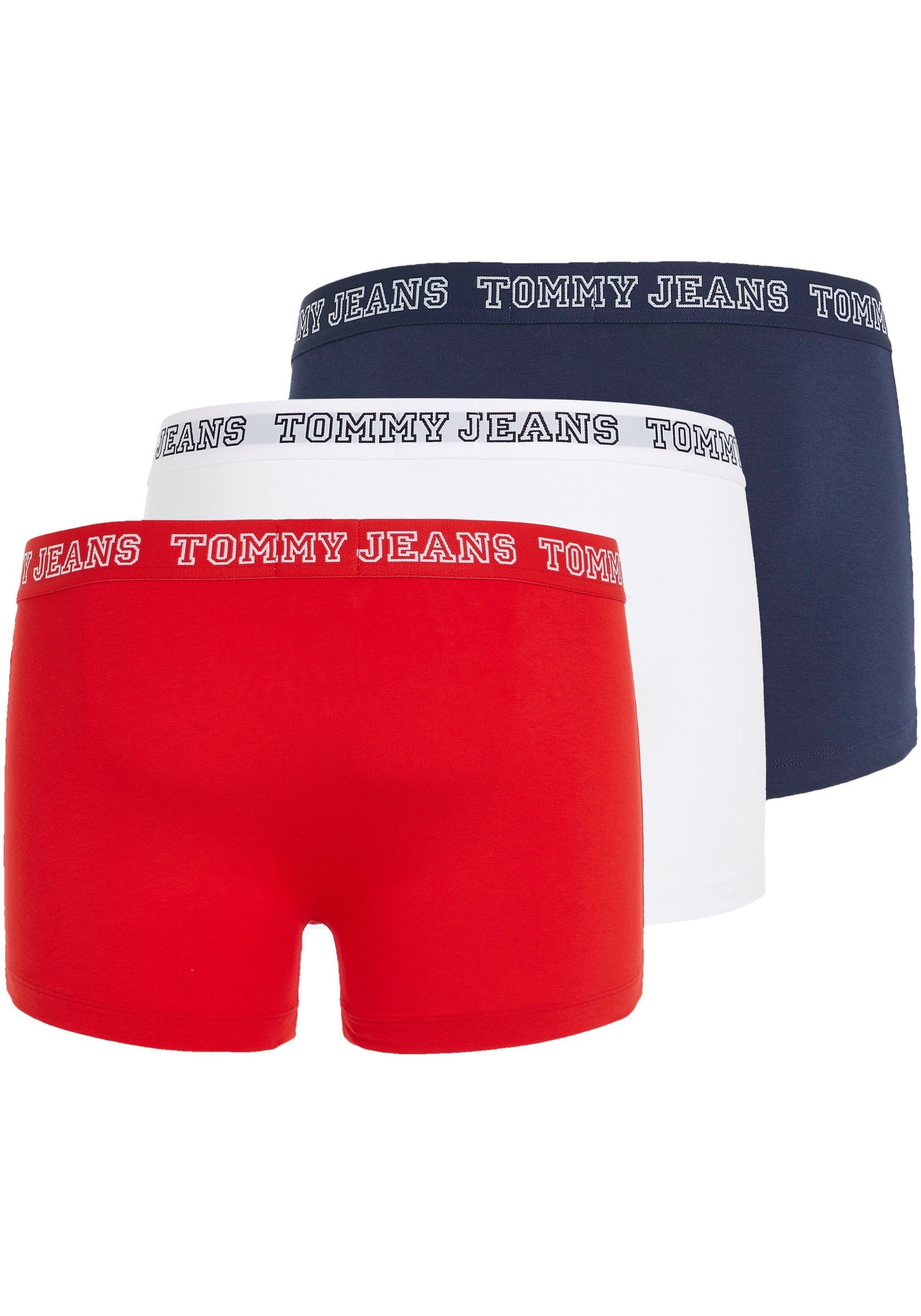 Tommy Hilfiger Underwear Trunk 3P TRUNK DTM (Packung, 3-St., 3er-Pack) mit Tommy Jeans Logo-Elastikbund Deep-Crimson/White/Twilight-Navy
