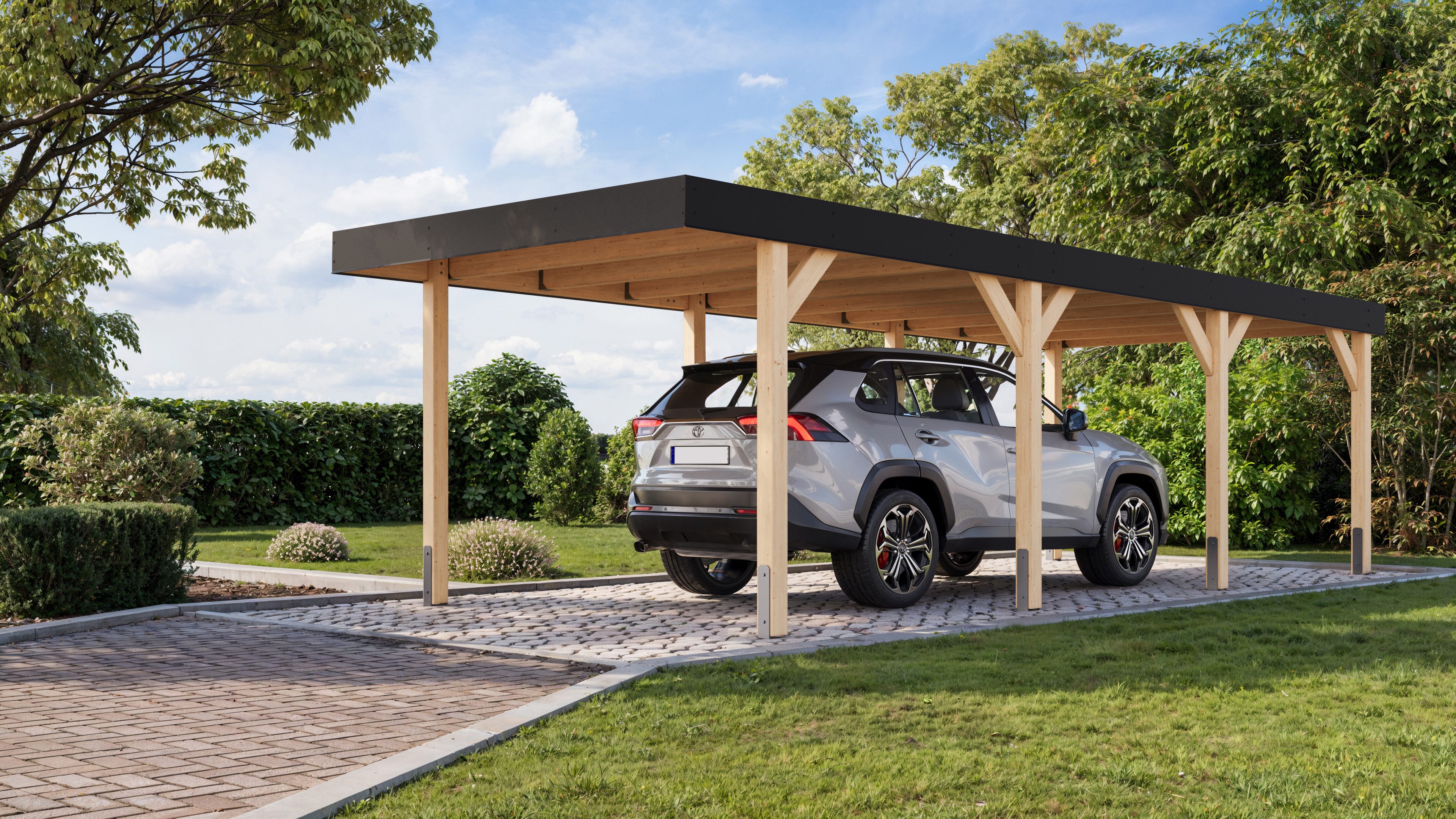 Karibu Einzelcarport, BxT: 312,5x724 cm, 211,5 cm Einfahrtshöhe, aus kesseldruckimprägniertem Massivholz