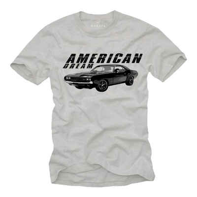 MAKAYA Print-Shirt Herren Rockabilly American Dream Auto US Hot Rod Modell Vintage mit Druck, aus Baumwolle