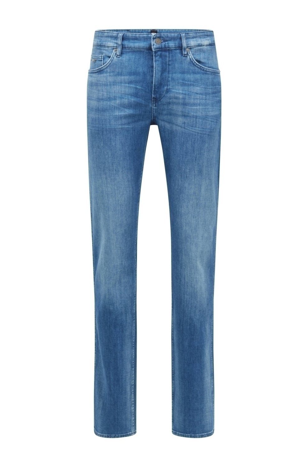 BOSS Jeans Denim aus mit Kaschmir-Haptik italienischem Slim-Fit 5-Pocket-Jeans