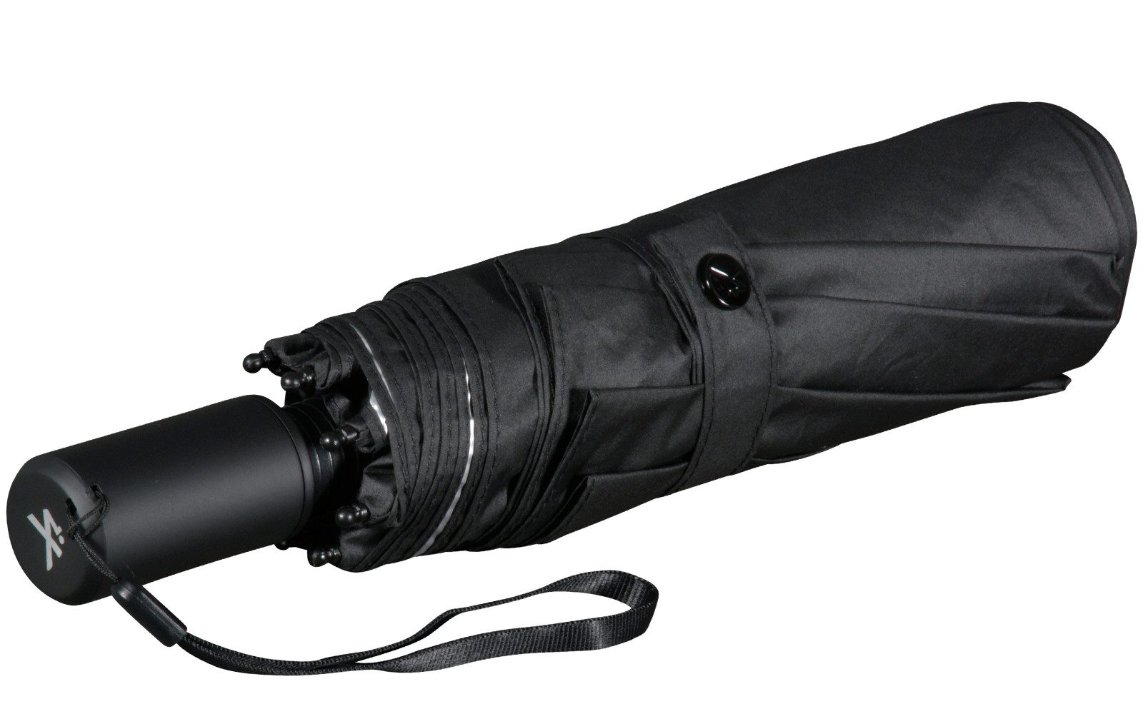 iX-brella Taschenregenschirm Sonnen-Regenschirm mit UPF 50+, UV-Hitze-Schutz, mit Umhängetasche, mit Handöffner, innen silber