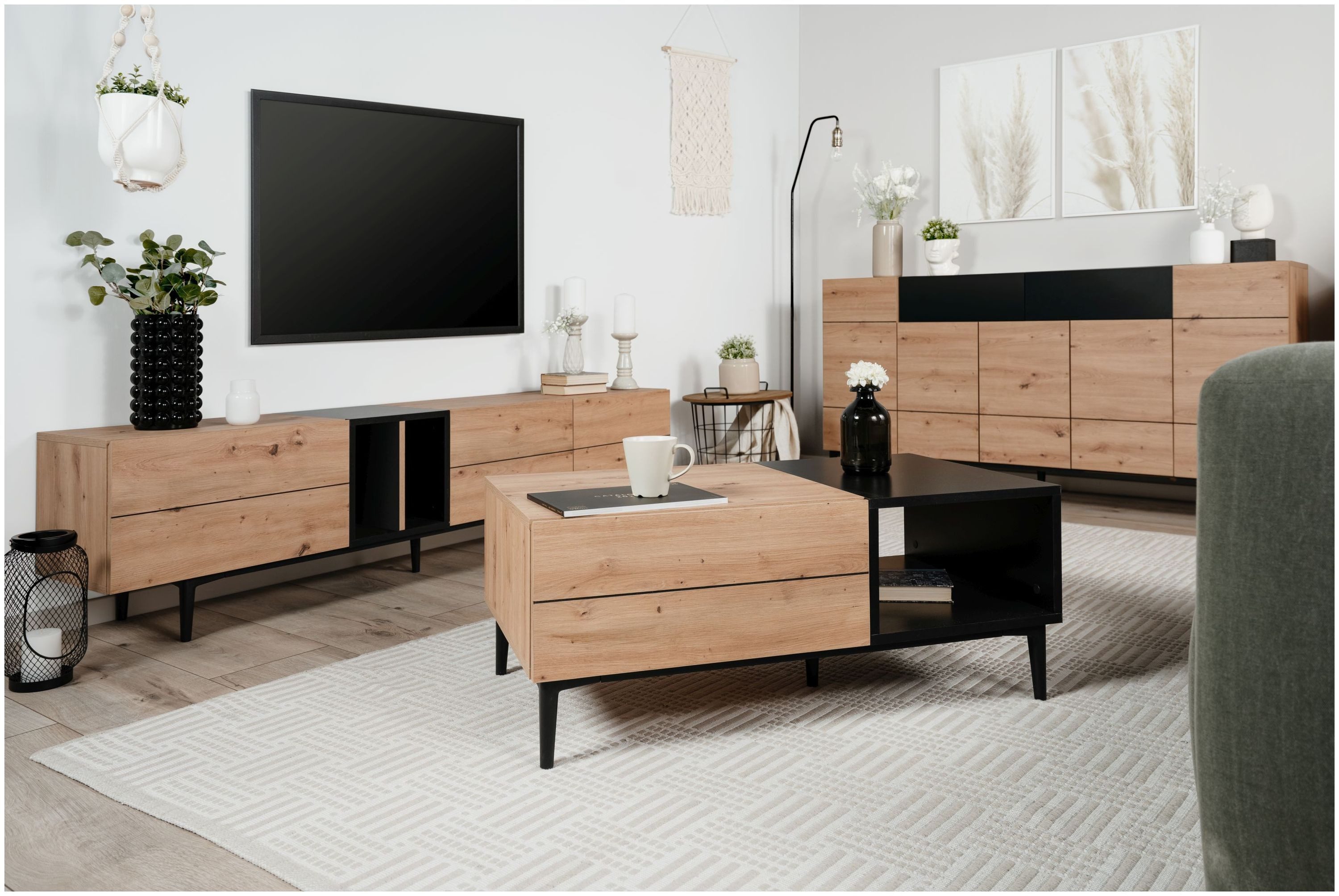 Finori Sideboard, Artisan Oak / Schwarz B x H x T ca. 180 x 90 x 42 cm