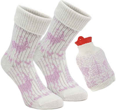 BRUBAKER Norwegersocken »Kuschel Geschenkset Warme Füße« (1-Paar) Kuschelsocken Set für Frauen mit Wärmeflasche