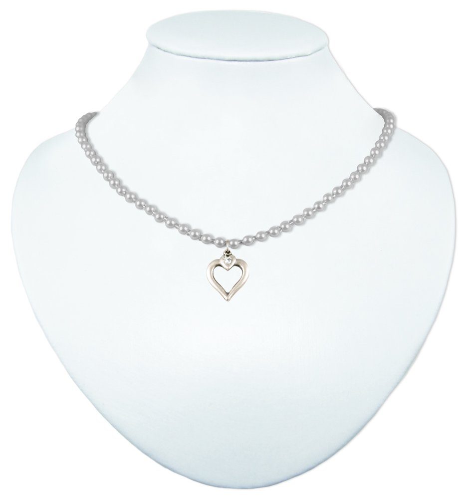 Damen Schmuck LUISIA® Perlenkette Halskette Eva mit Herzanhänger (1-tlg., inkl. Schmuckbox)
