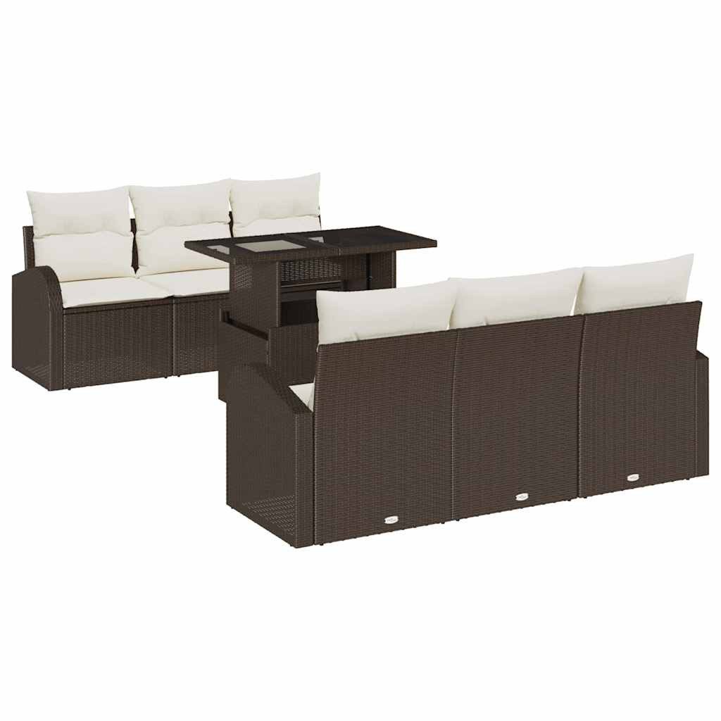 vidaXL Loungesofa Gartensofa-set 7 stk. Braun Poly Rattan, 7 Teile