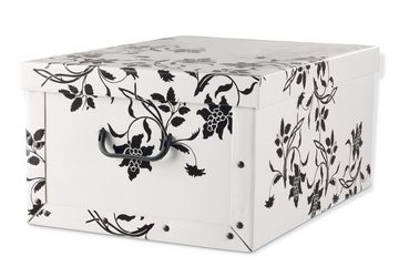 Home4You Aufbewahrungsbox, 4er Set, Weiß, Blumenranken, Papier, mit Griffen (4 St), 51 x 37 cm