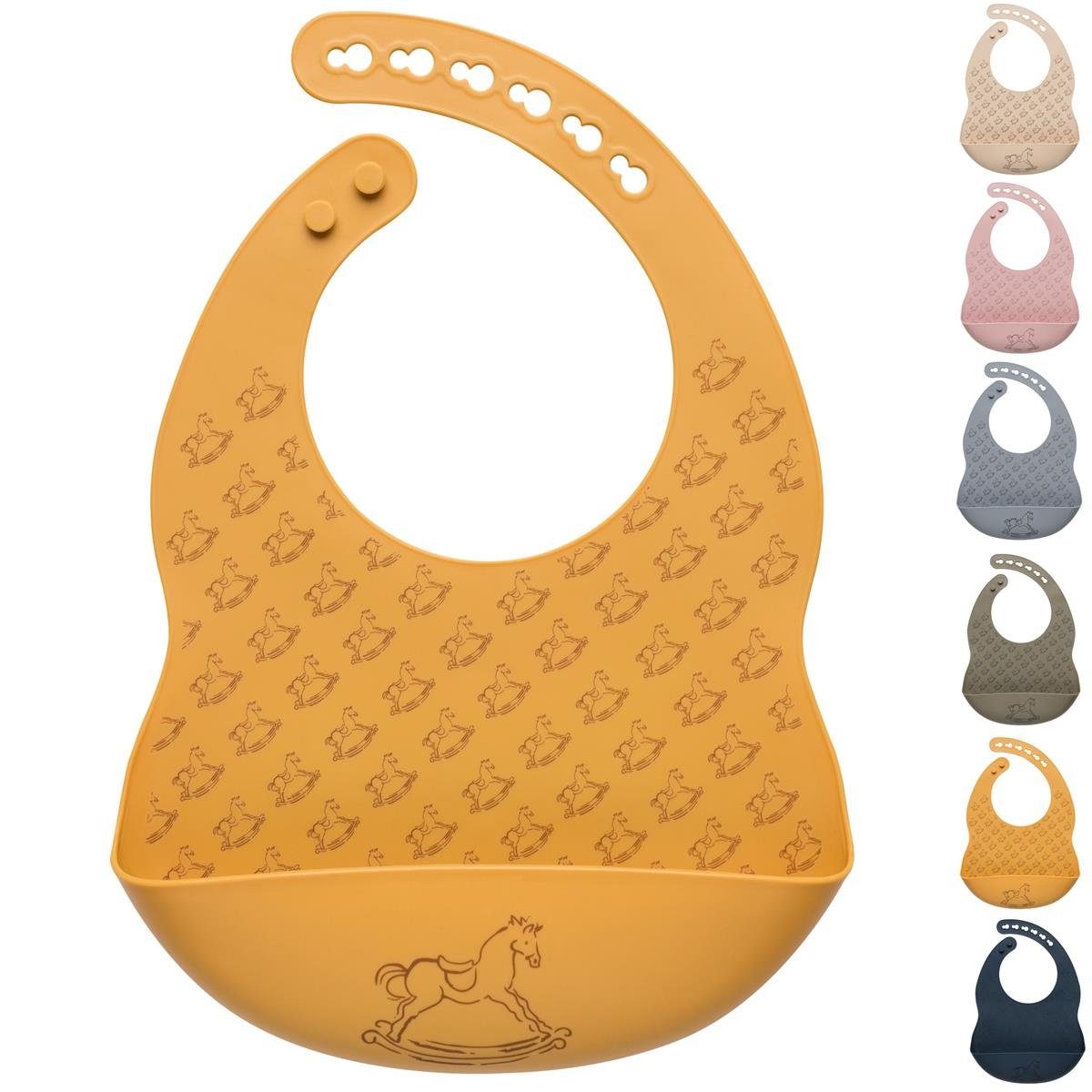 SEI Design Lätzchen Baby Lätzchen mit Auffangschale - Ochre, BPA/PVC/BPP-frei