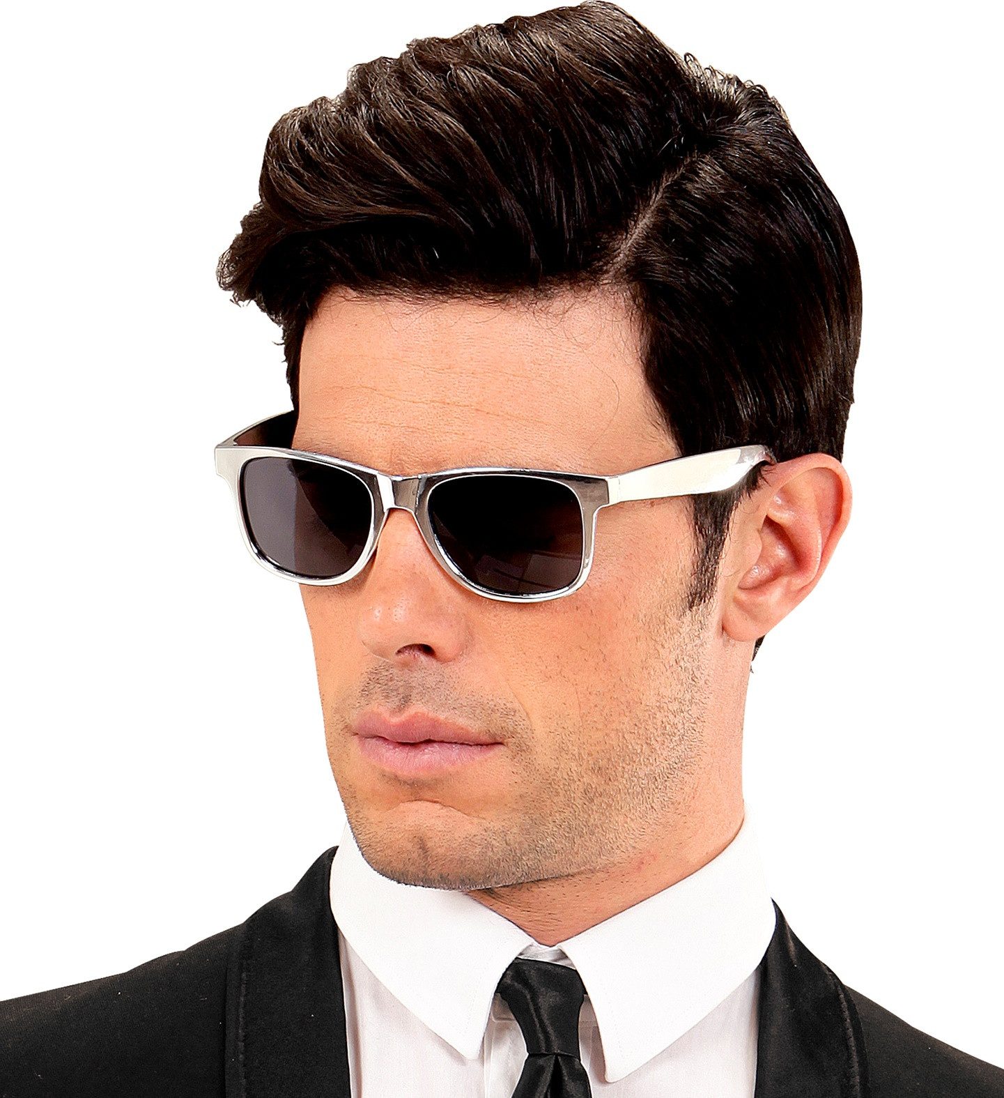 Widmann S.r.l. Verkleidungsmaske Partybrille mit getönten Gläsern, Silber Metallic