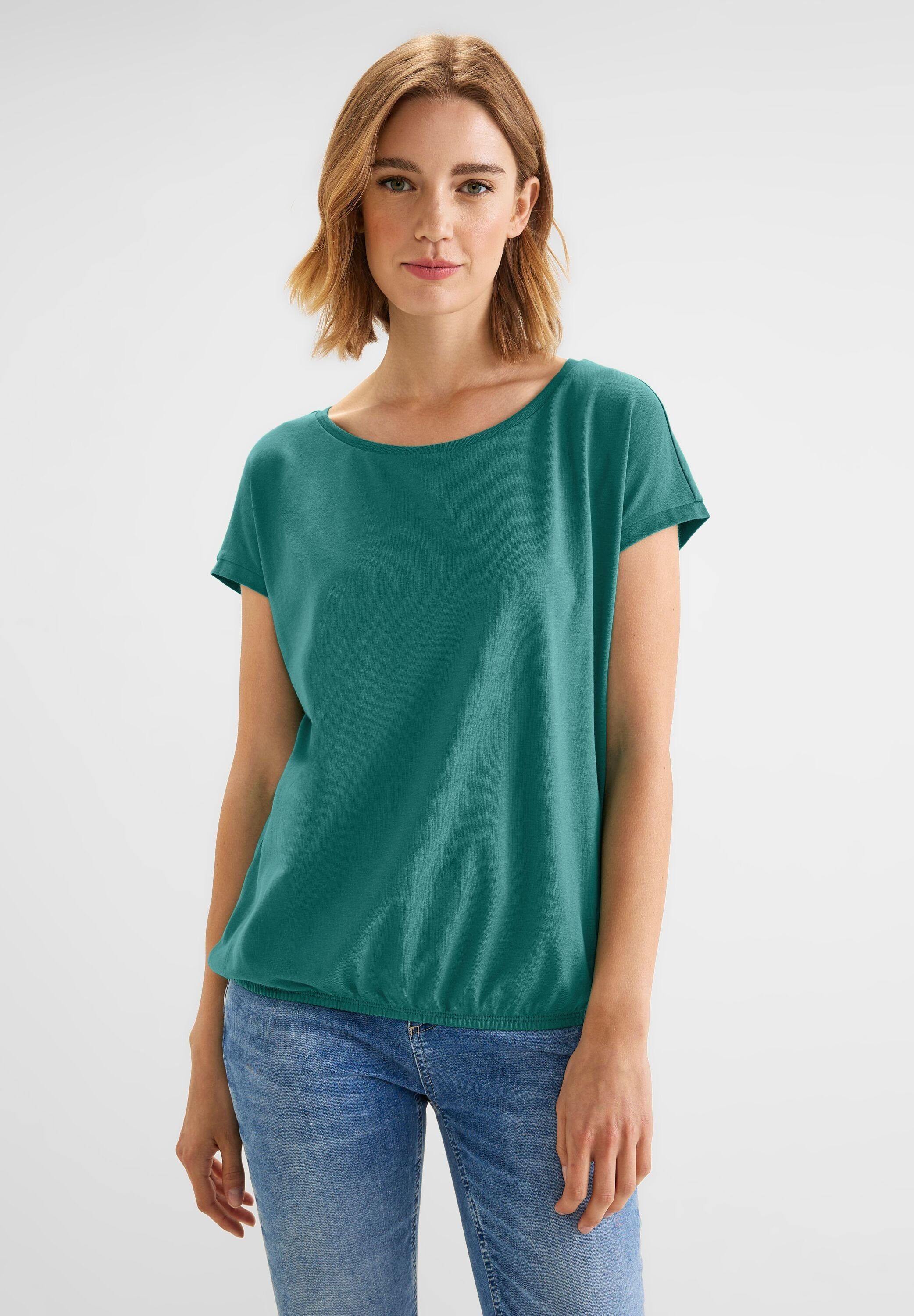 STREET ONE T-Shirt in Unifarbe lagoon green