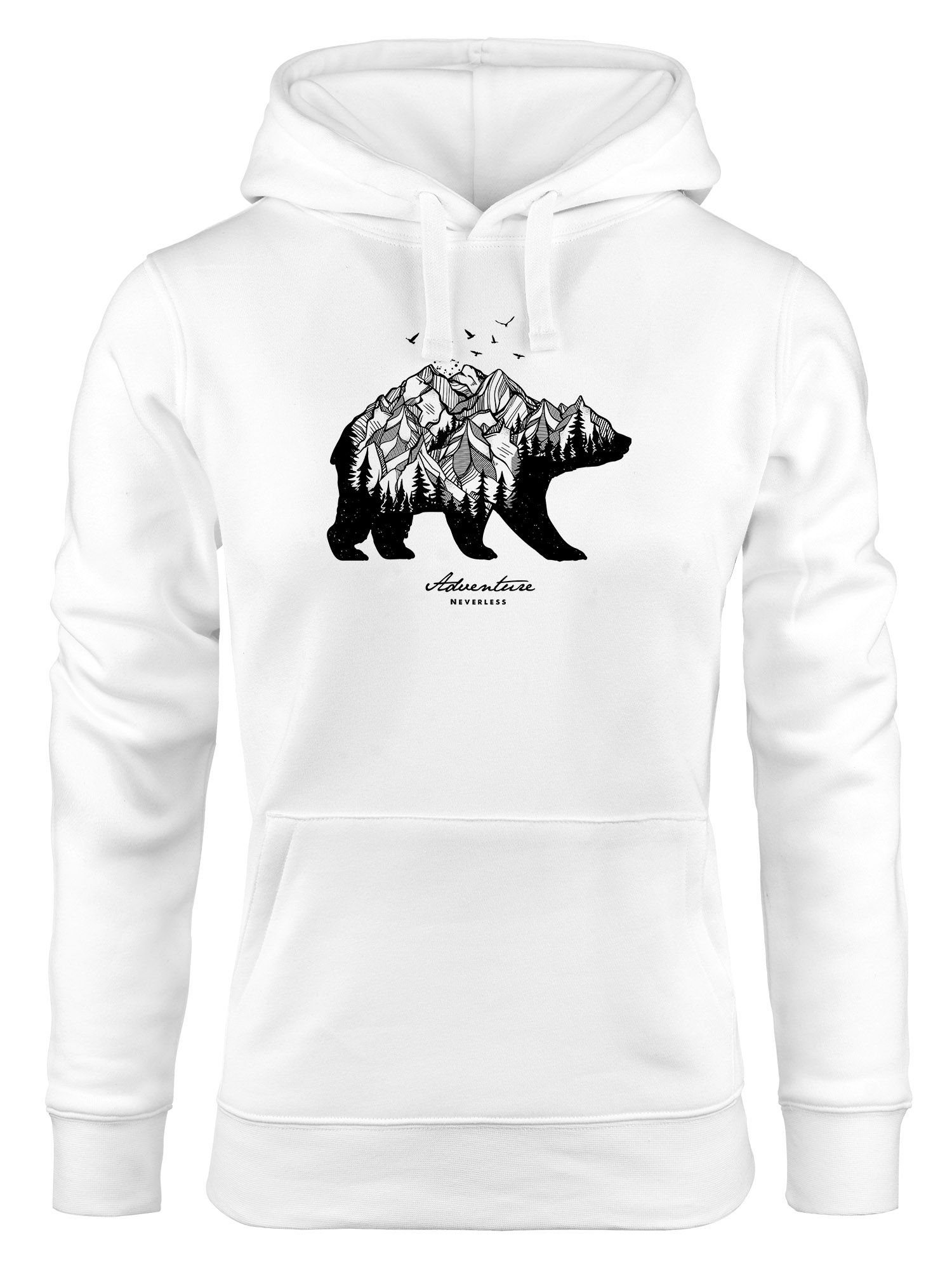 Neverless Hoodie Hoodie Damen Bär Abenteuer Berge Wald Bear Mountains Adventure