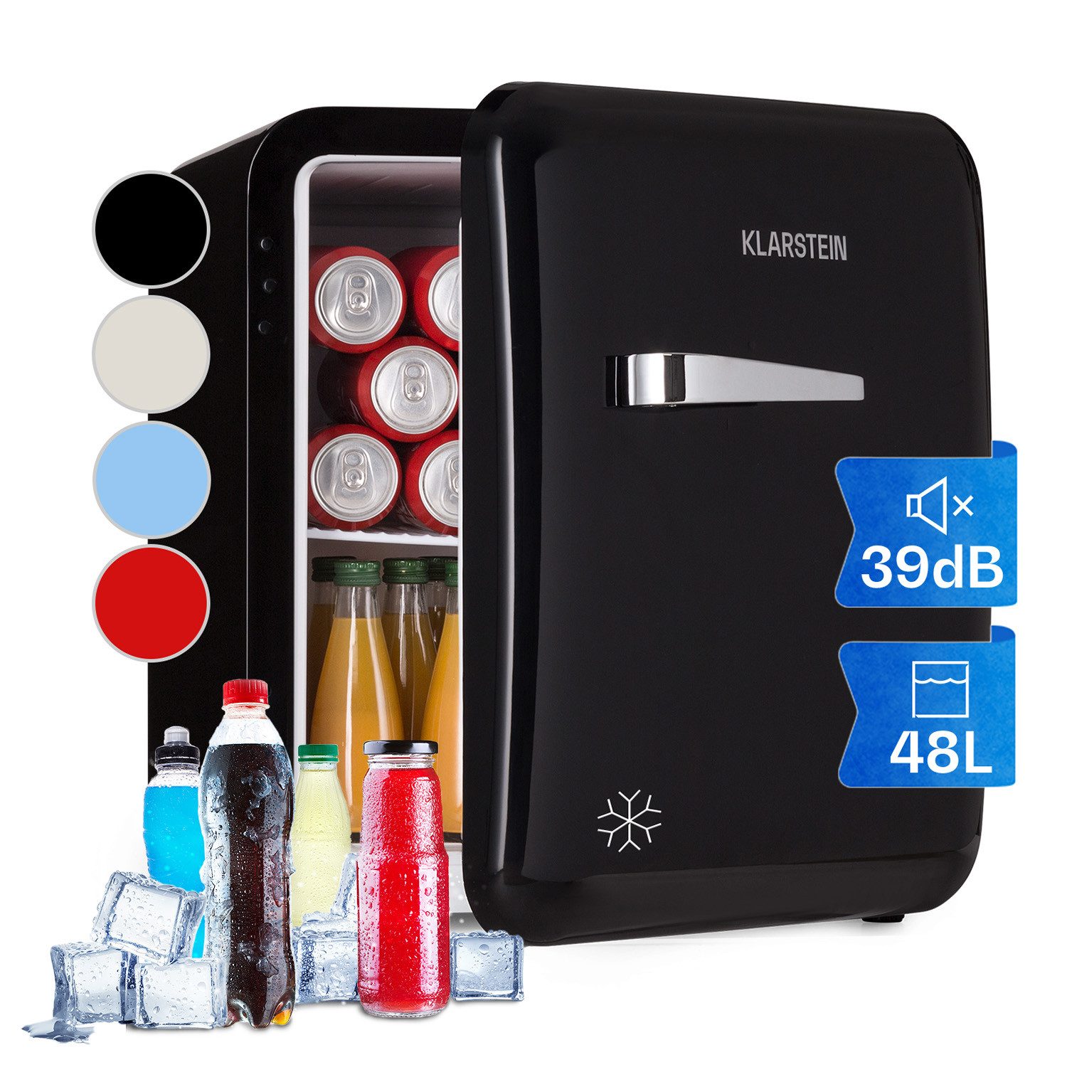 Klarstein Table Top Kühlschrank HEA13-Audrey-Mini-bl 10046047, 50 cm hoch, 44 cm breit, Bier Hausbar Getränkekühlschrank Hotel Mini Fridge