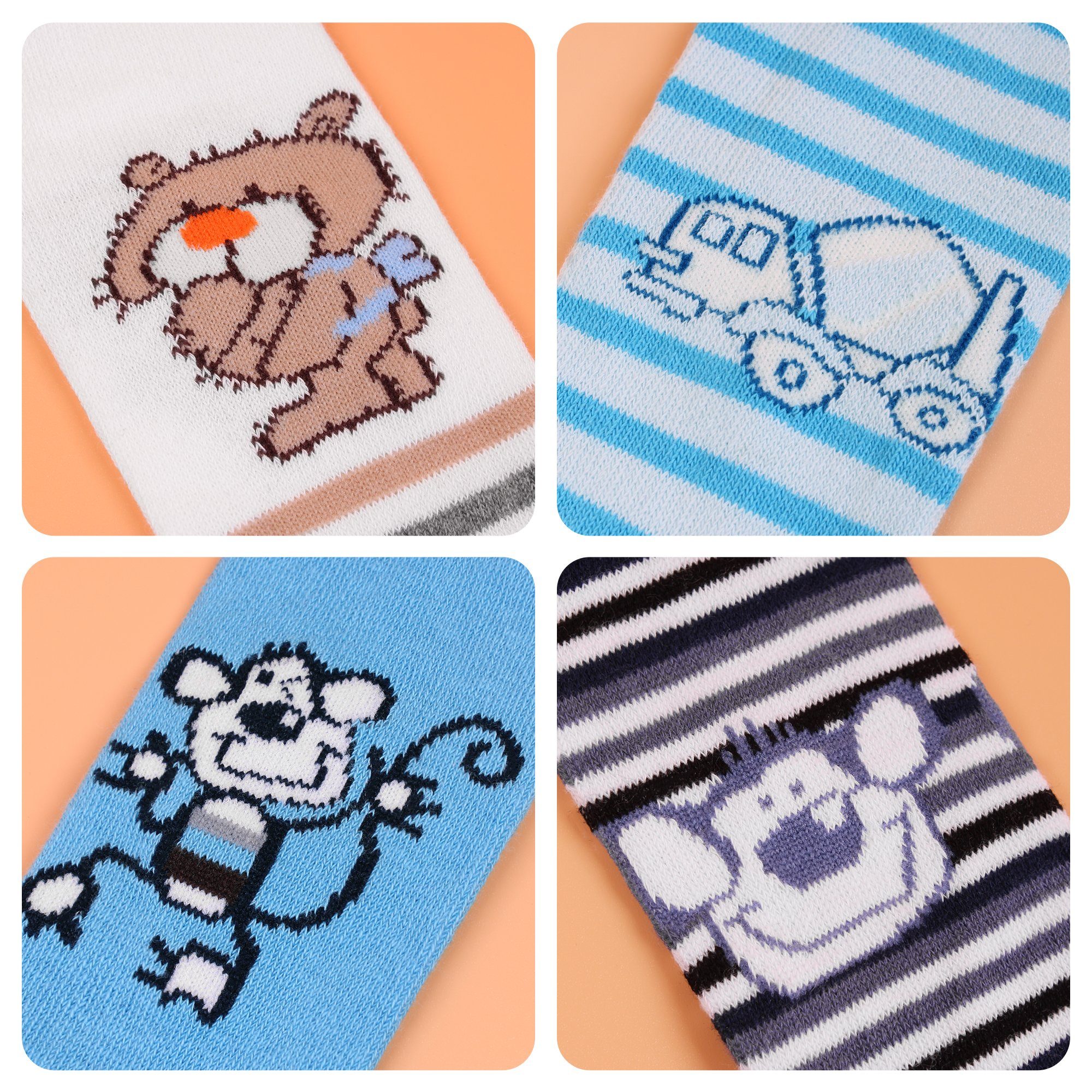 L&K-II Strumpfhose 2760 (4er-Pack) Babystrumpfhose für Baby Jungen mit Hund Löwen Affen Bären Motiv
