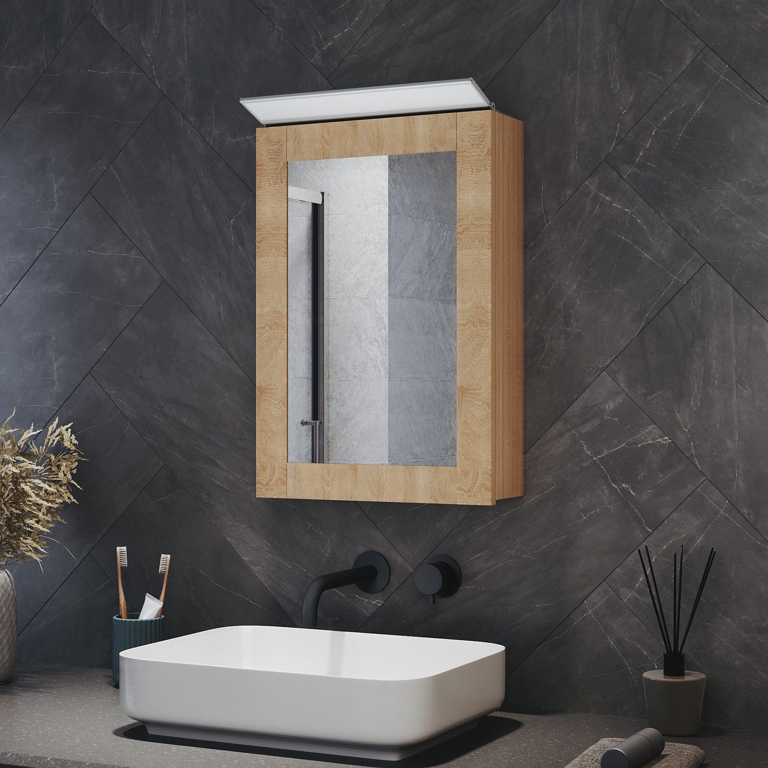 SONNI Spiegelleuchte LED Spiegelleuchte Wandleuchte Badleuchte 6000K 35/50/80cm, LED fest integriert,Badezimmer-Beleuchtung Spiegelschrank Flur