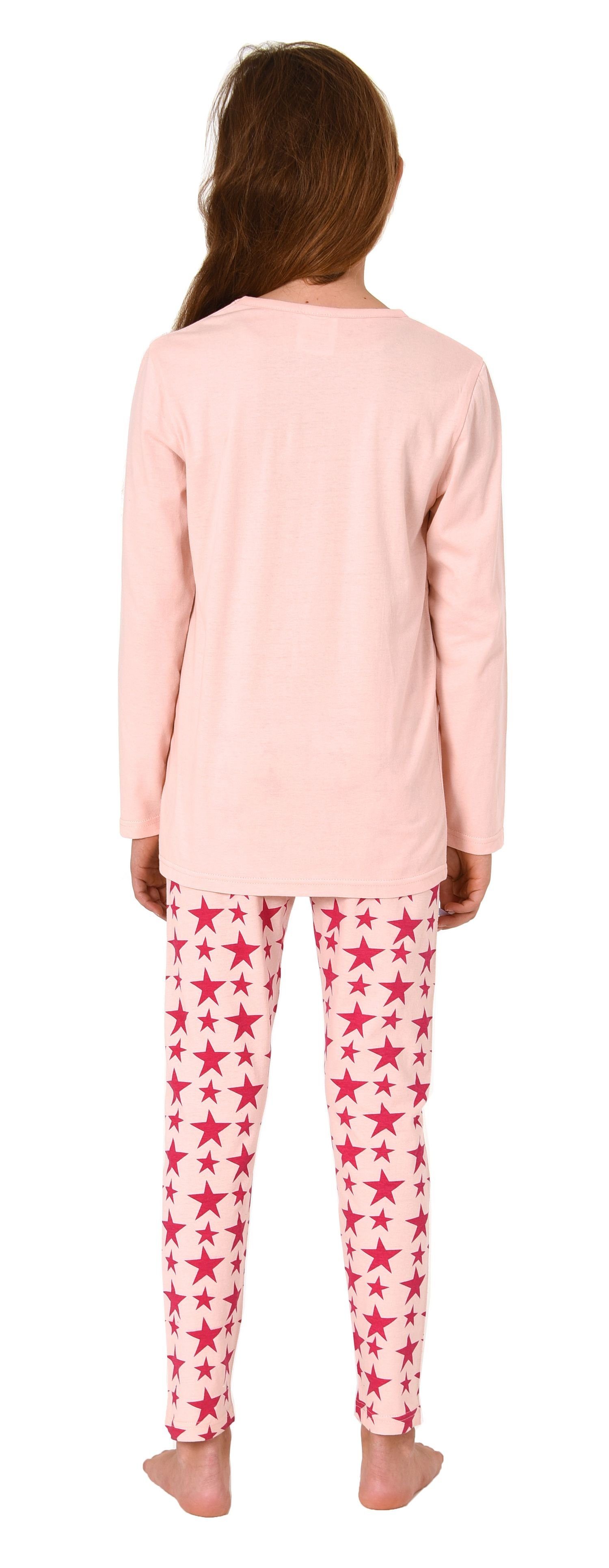 Sterne-Optik Schöner Pyjama rose in langarm Normann Pyjama Mädchen Schlafanzug