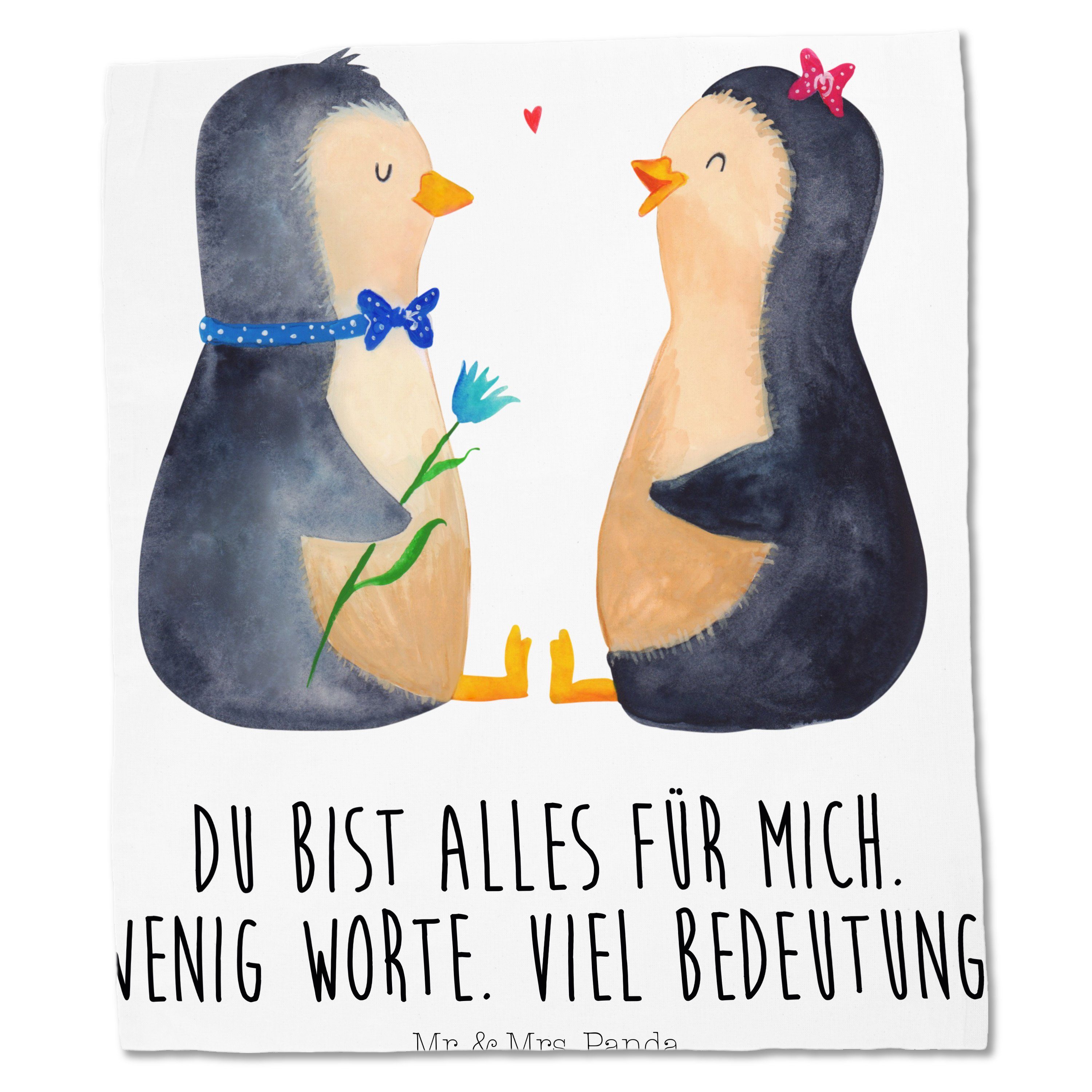 Mr. & Mrs. Panda Pinguin Tragetasche Geschenk, - Weiß Pärchen Einkaufstasche, (1-tlg) Beutel, Hochzeit, 