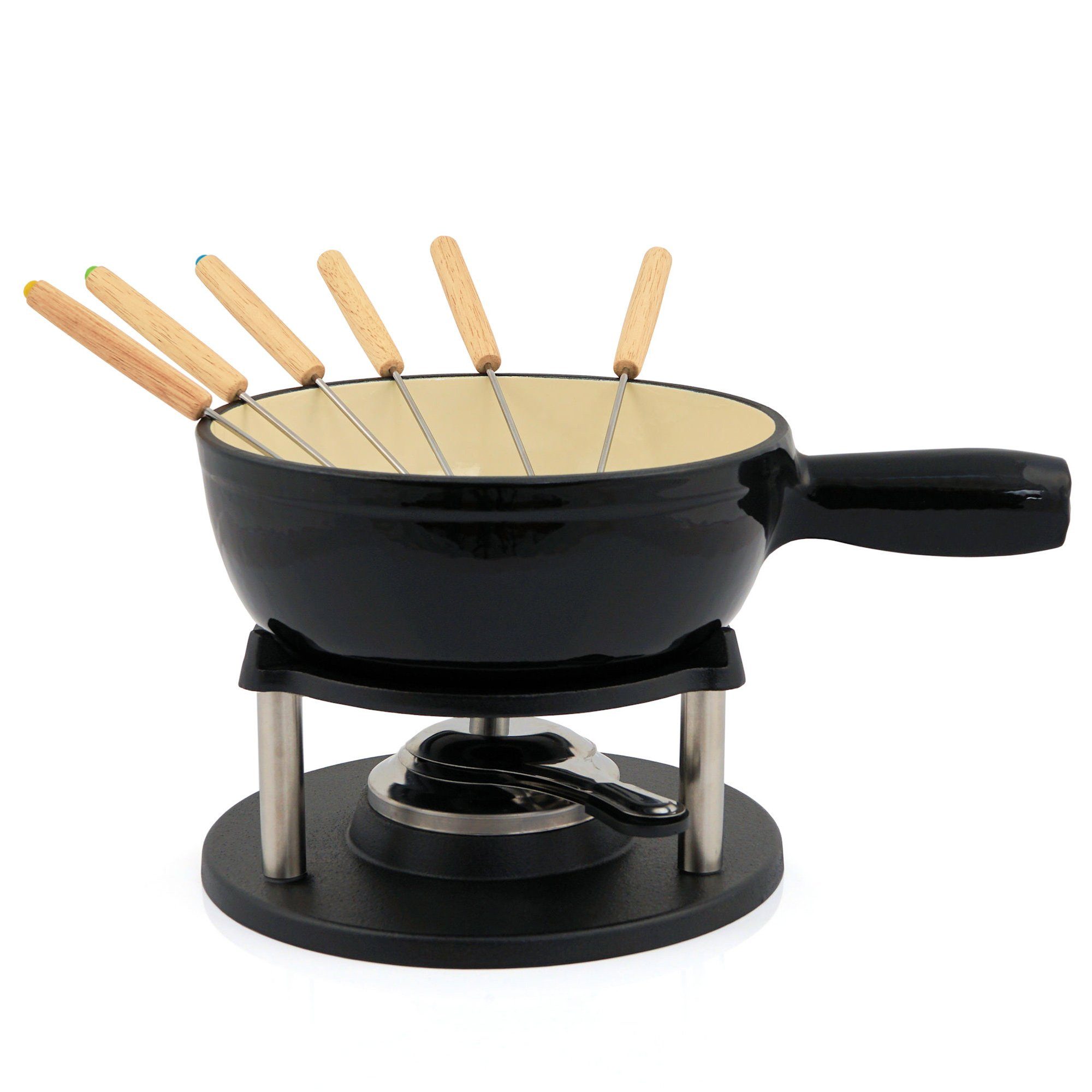 Set Fondue 9-teiliges 6 L, 2 für BBQ-Toro emailliert, Gusseisen Fonduetopf Personen, Gusseisen