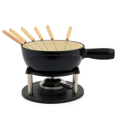 BBQ-Toro Fonduetopf 9-teiliges Gusseisen Fondue Set für 6 Personen, 2 L, emailliert, Gusseisen