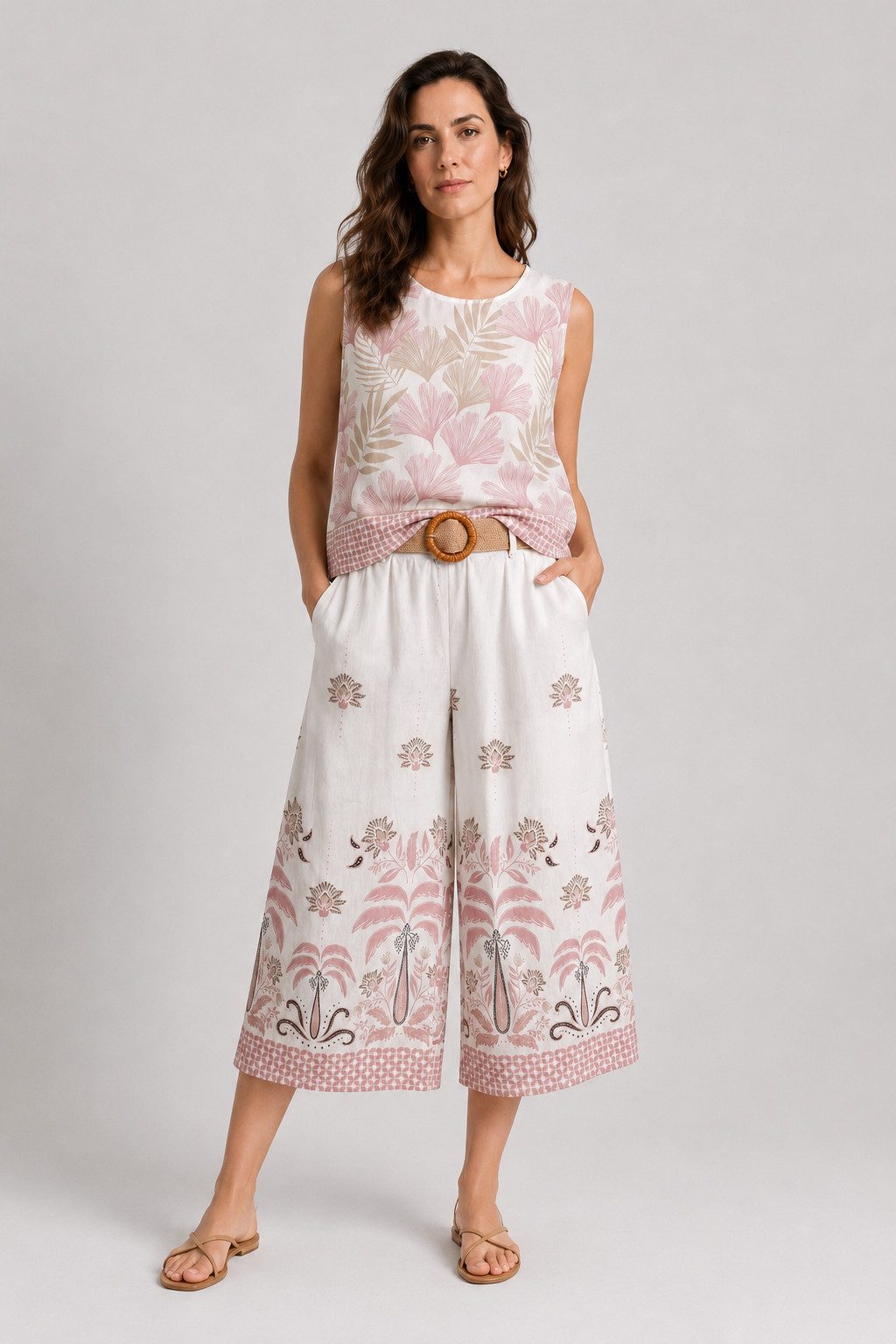 ITALY VIBES Hosenanzug - Zweiteiler für Damen - Set aus Culotte Hose und passendem Shirt ONE SIZE / passend für Größen M bis XL