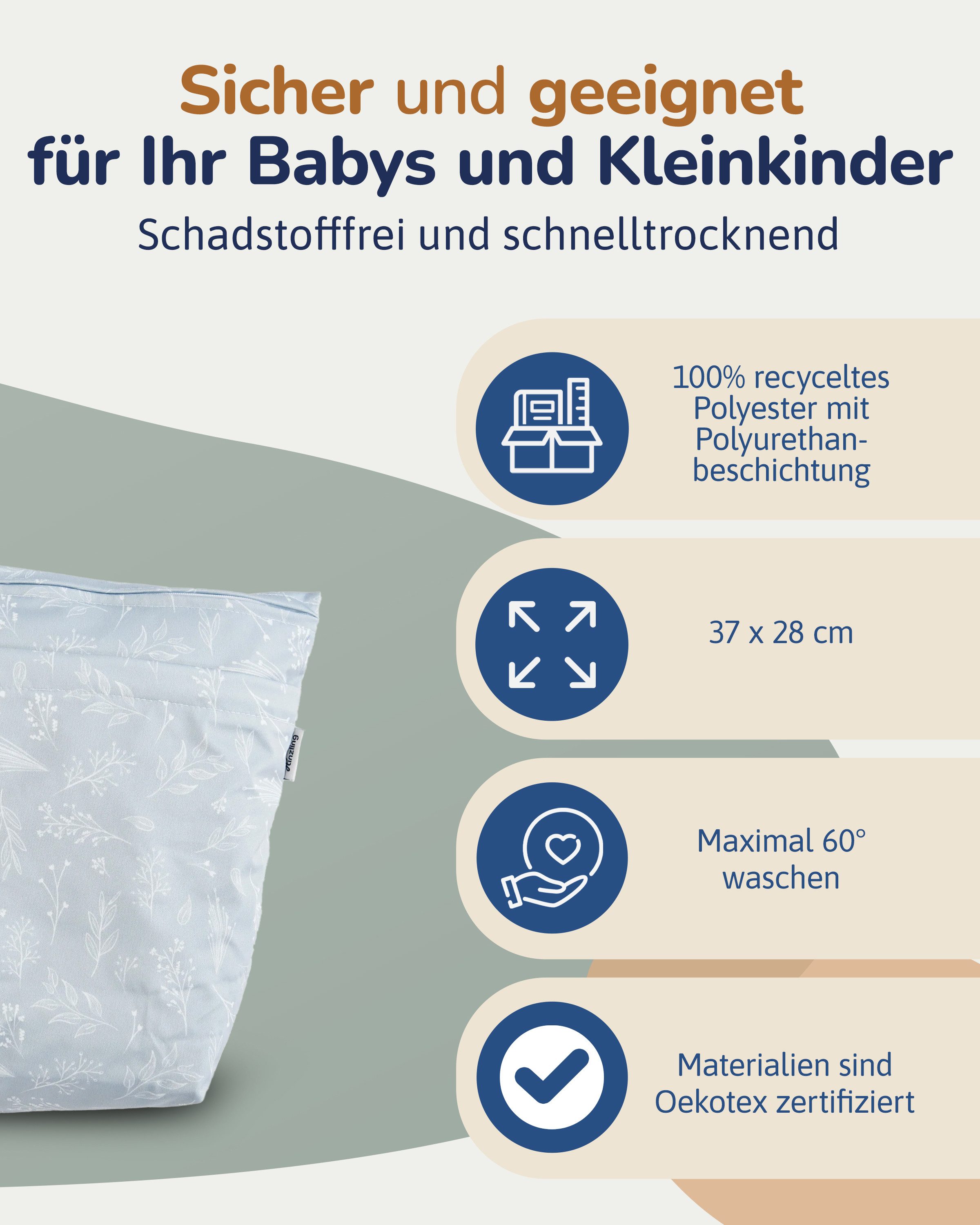 Hinzling Windeltasche Wetbag Duo – 2 in 1 Nasstasche für saubere und dreckige Stoffwindeln