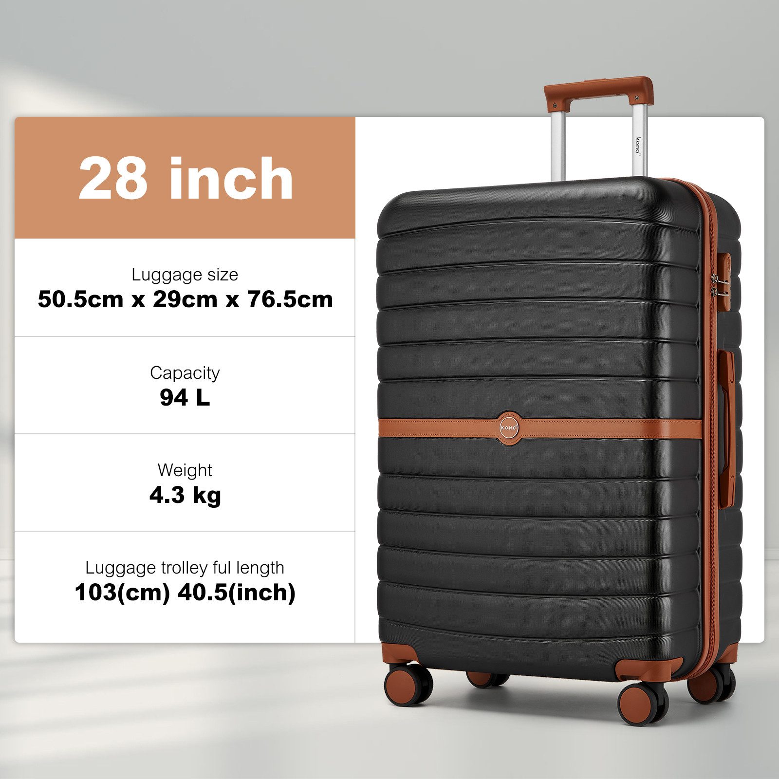 KONO Trolleyset ABS+PC Hartschalen-Trolley (55/66,5/76,5 cm) + Laptop-Rucks günstig online kaufen